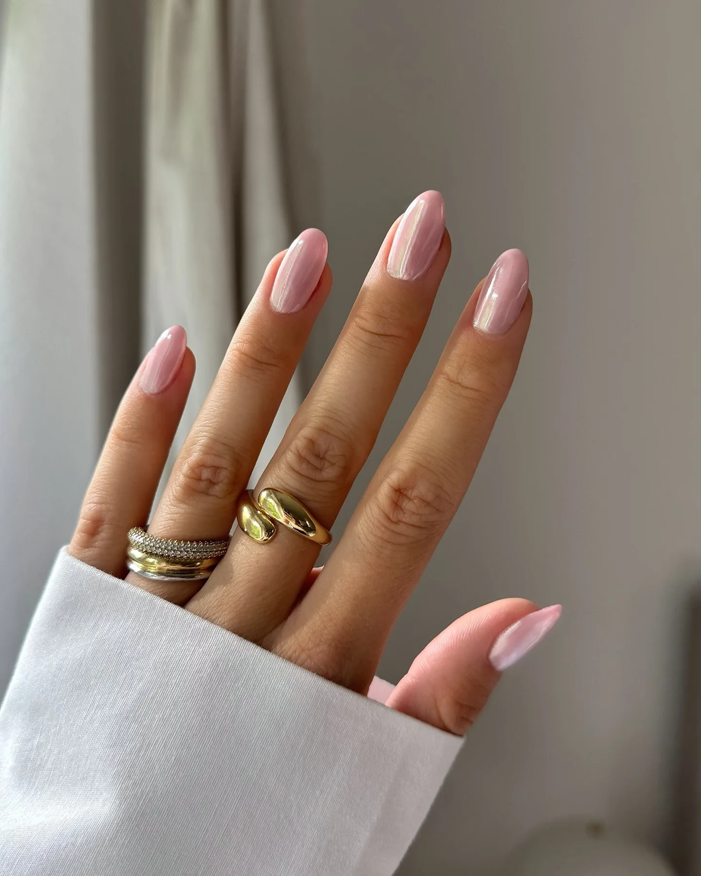 dusty rose oval glazed nails