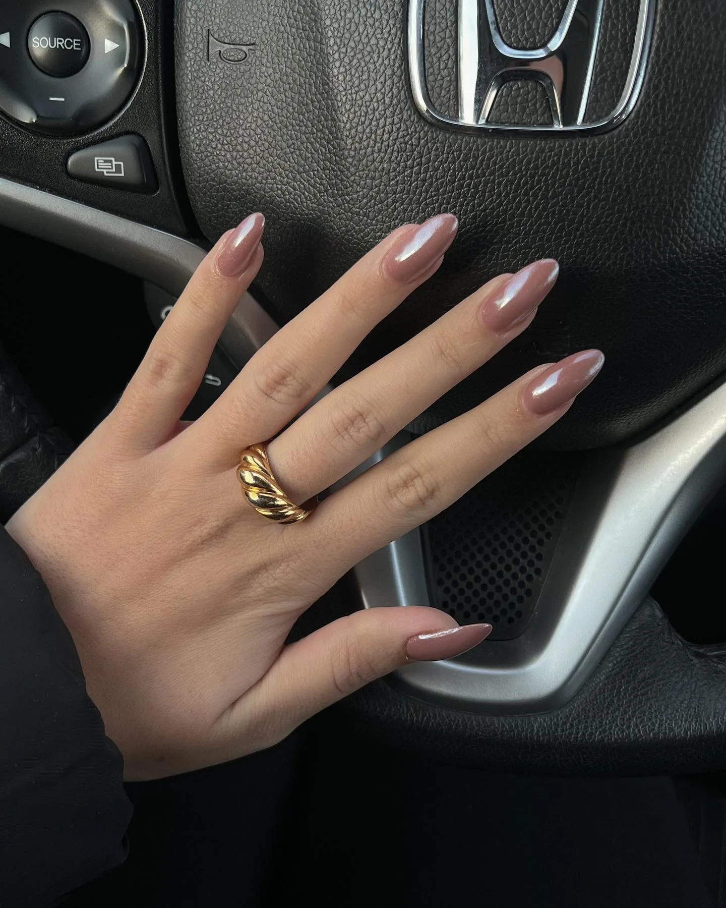 dusty rose almond glazed nails