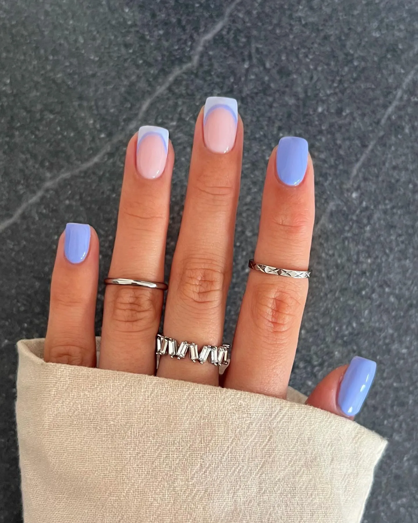periwinkle blue square glossy nails
