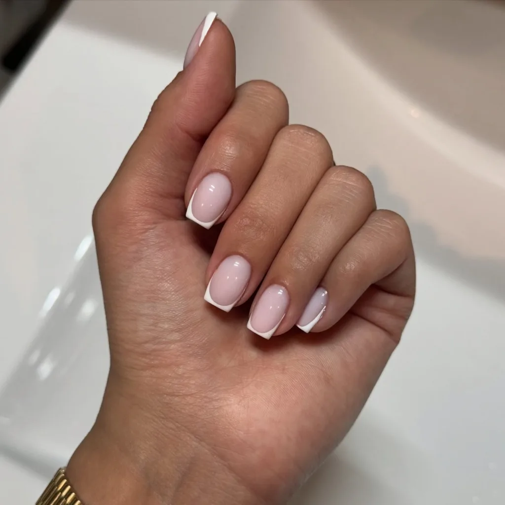 white square classic french tip nails
