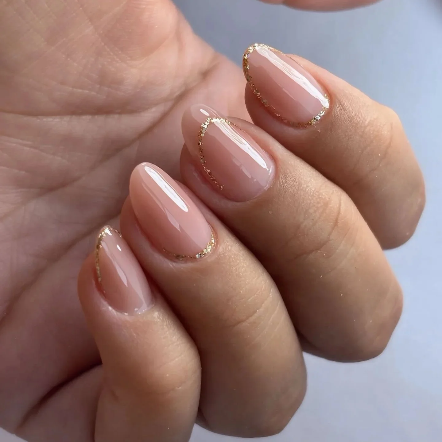 dusty rose oval glossy nails