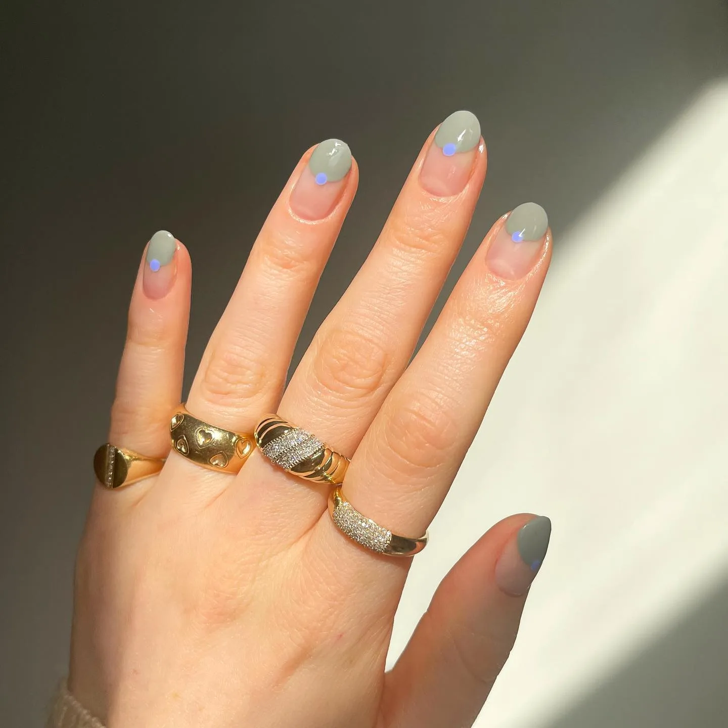 Sage Green with Lavender Dots