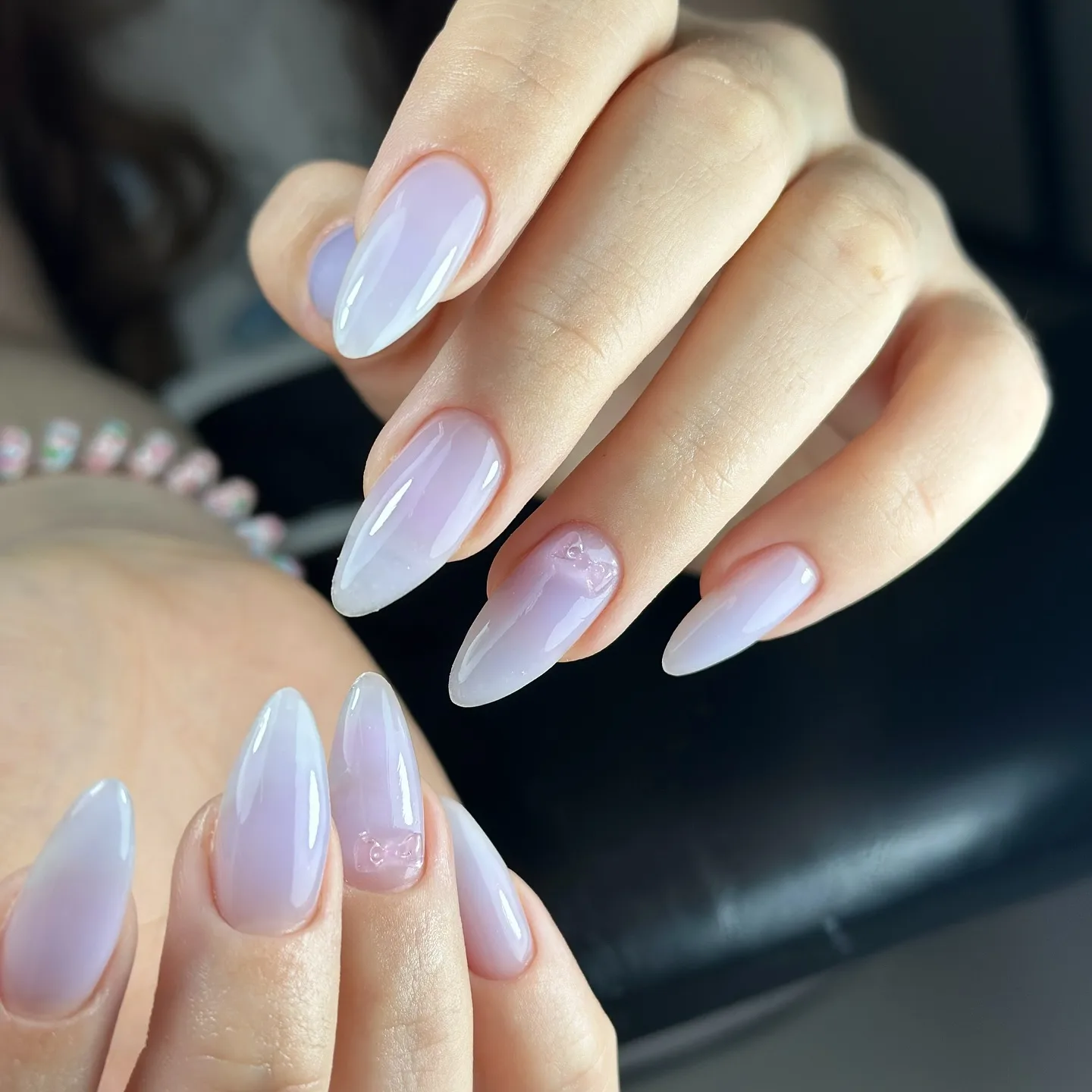lilac almond ombre gradient nails