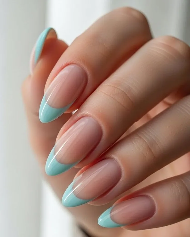 Mint Green French Manicure