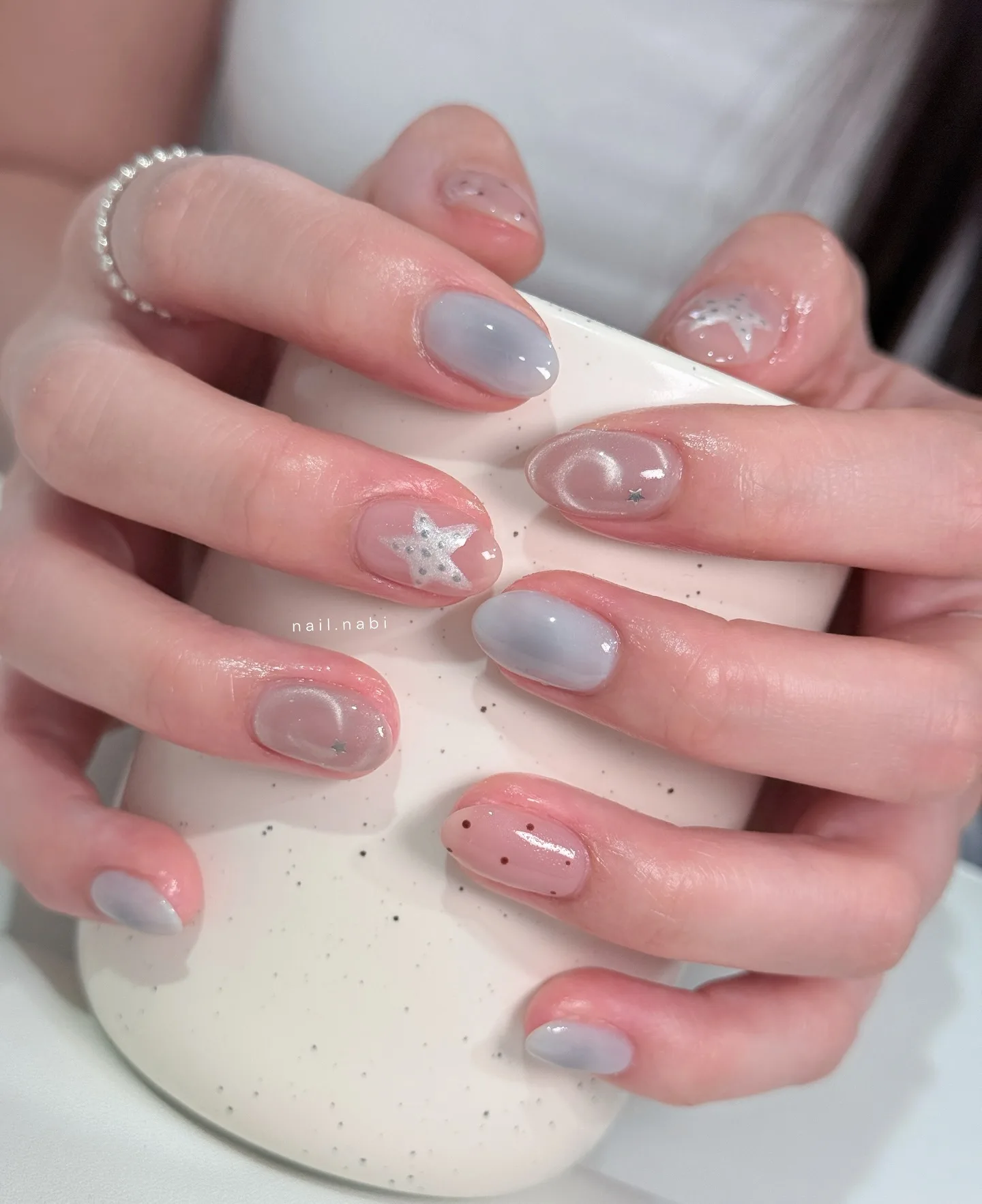 pink lavender oval jelly nails