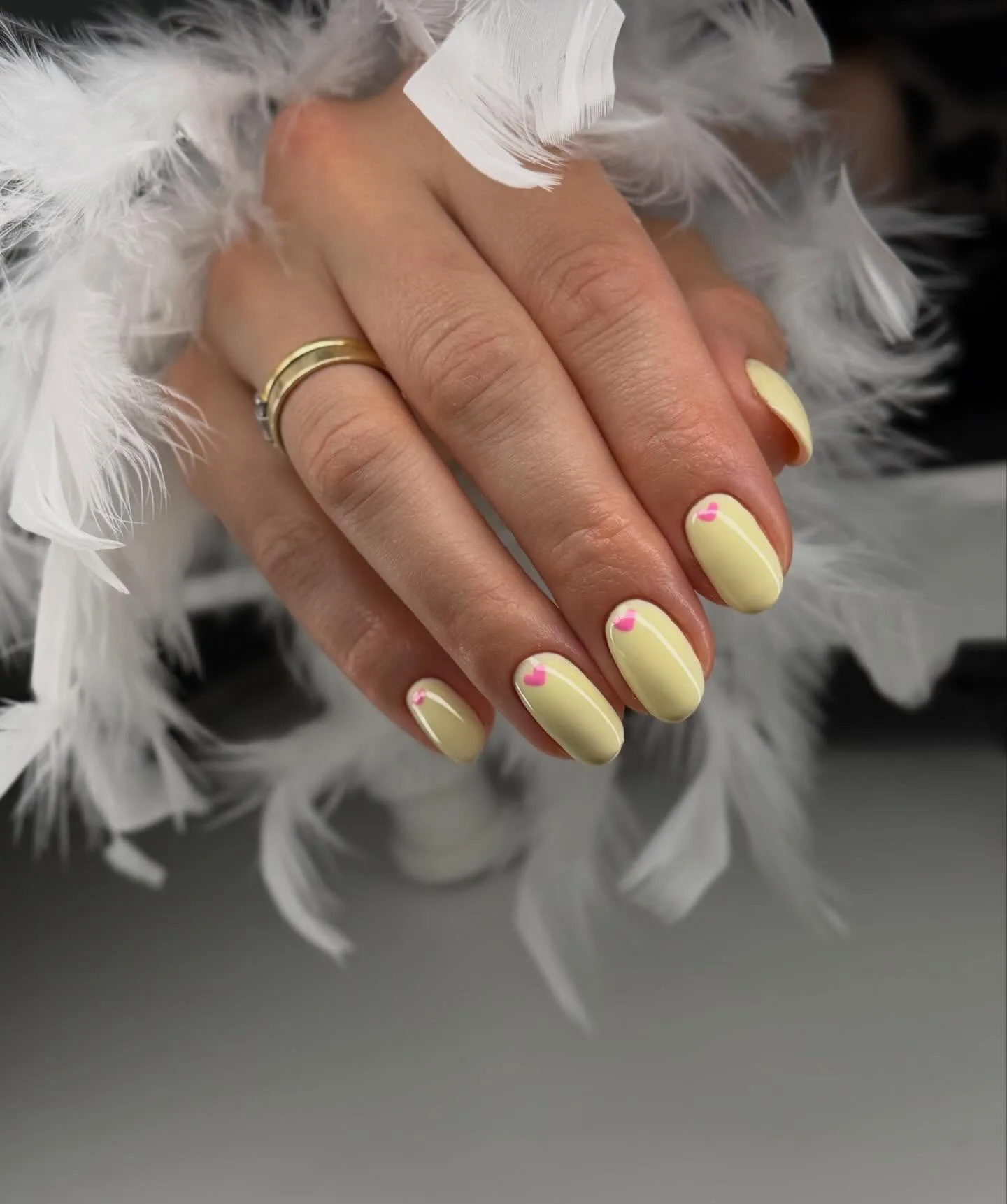 butter yellow oval heart nails