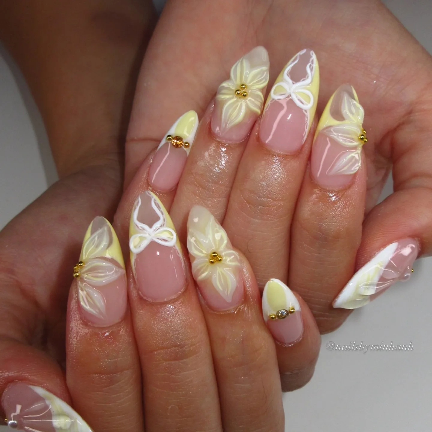 dusty rose coffin floral jelly nails