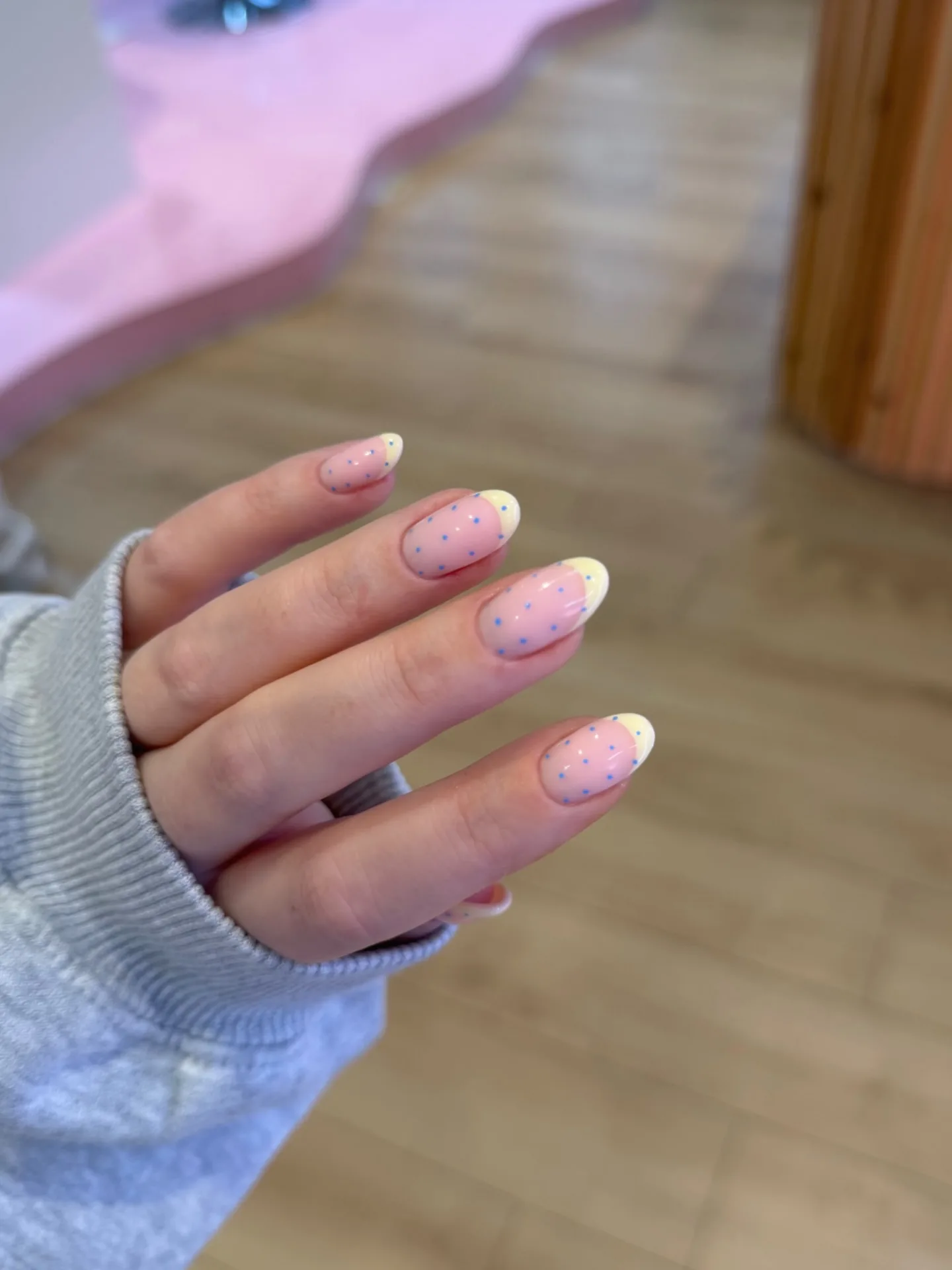 lavender oval chrome tip nails