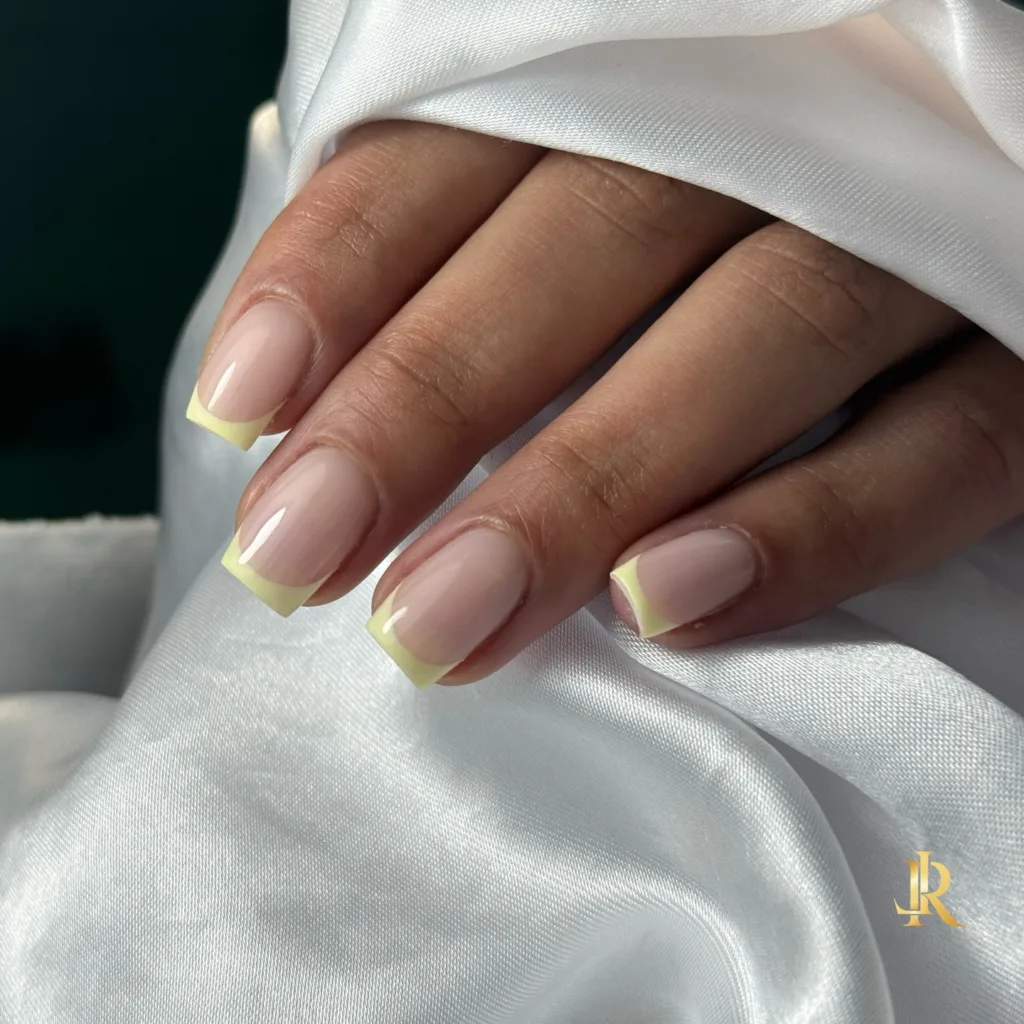 pink square lime french nails