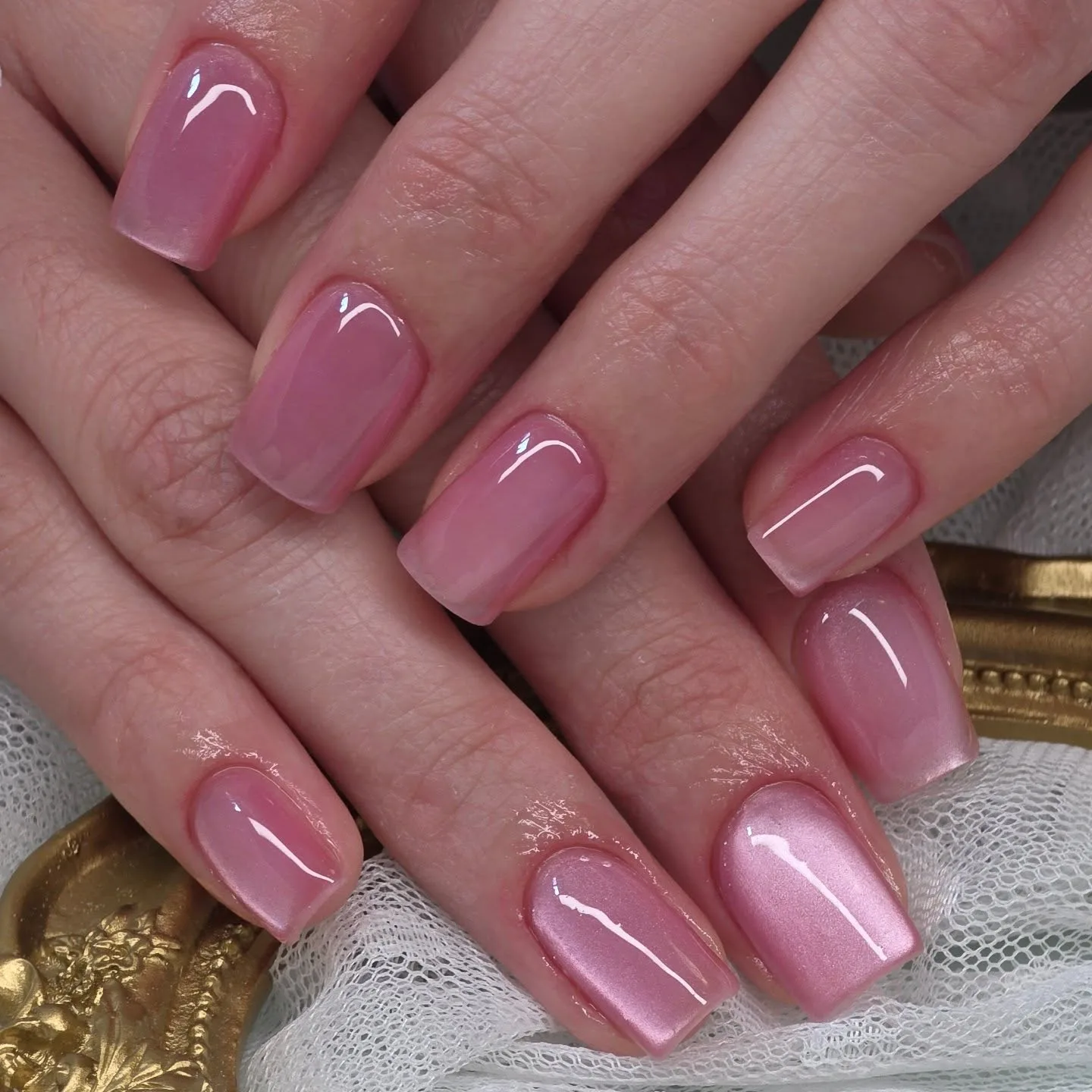 dusty rose coffin glazed nails
