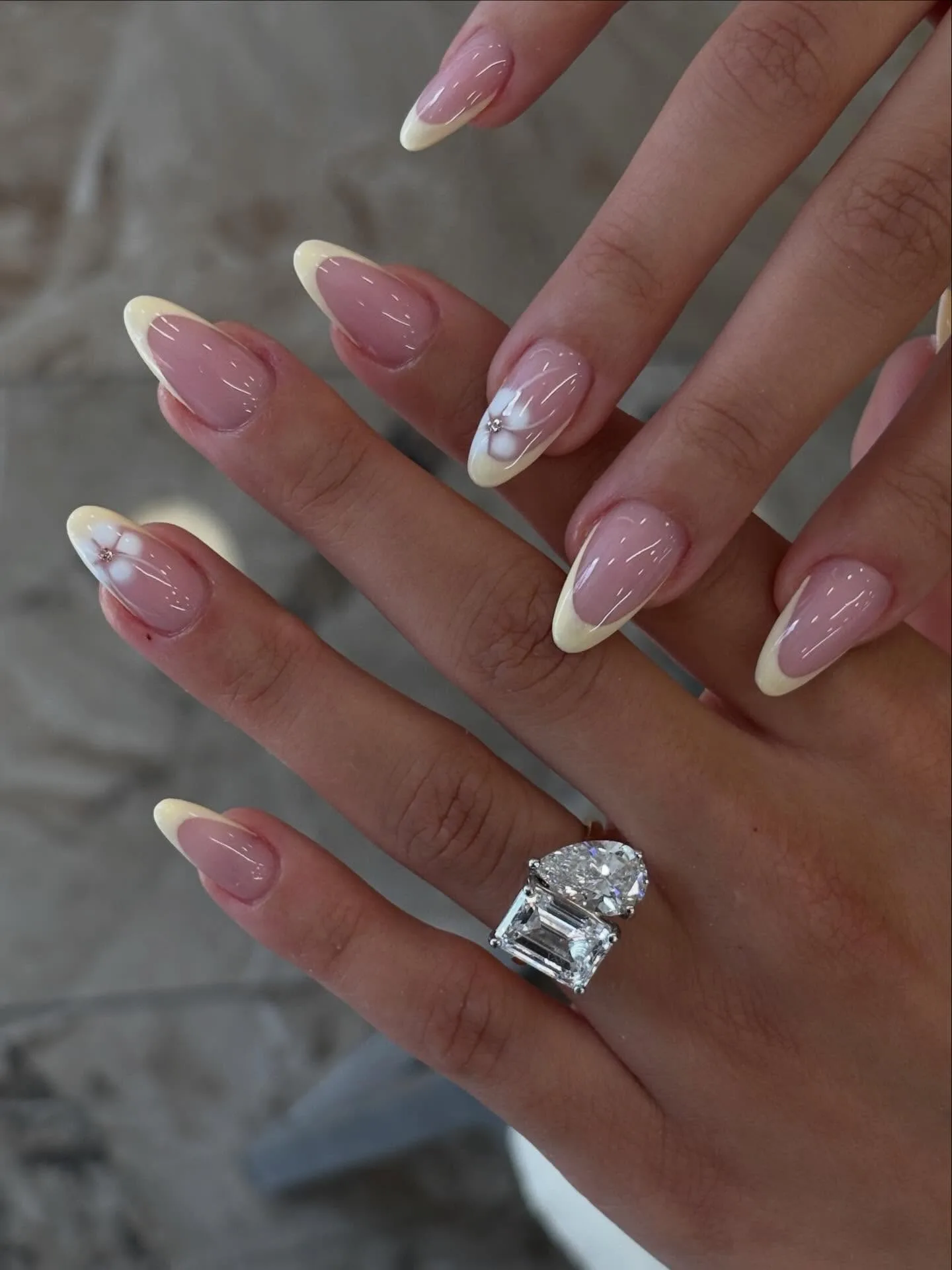 dusty rose almond french bow nails