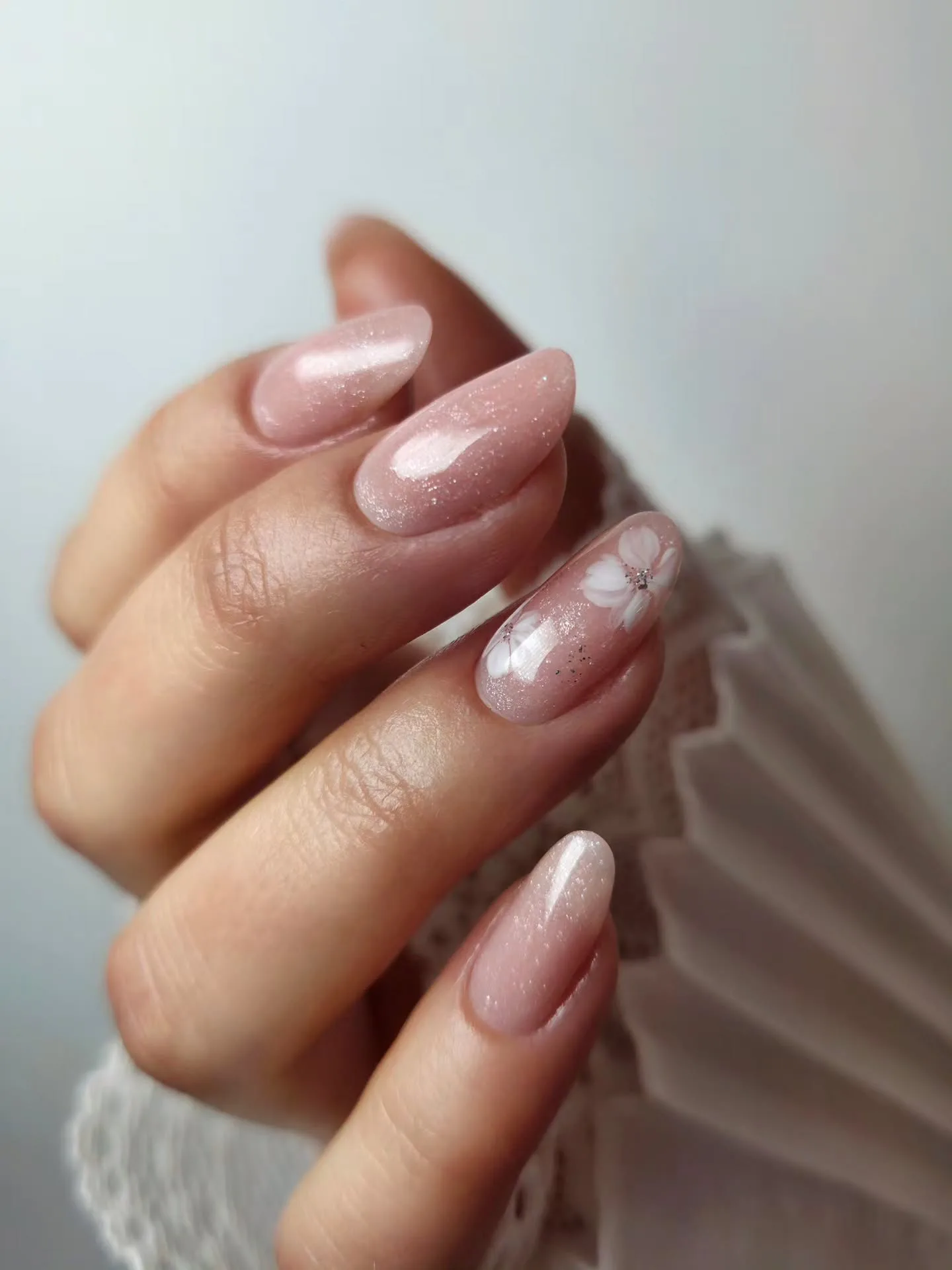 dusty rose oval jelly nails