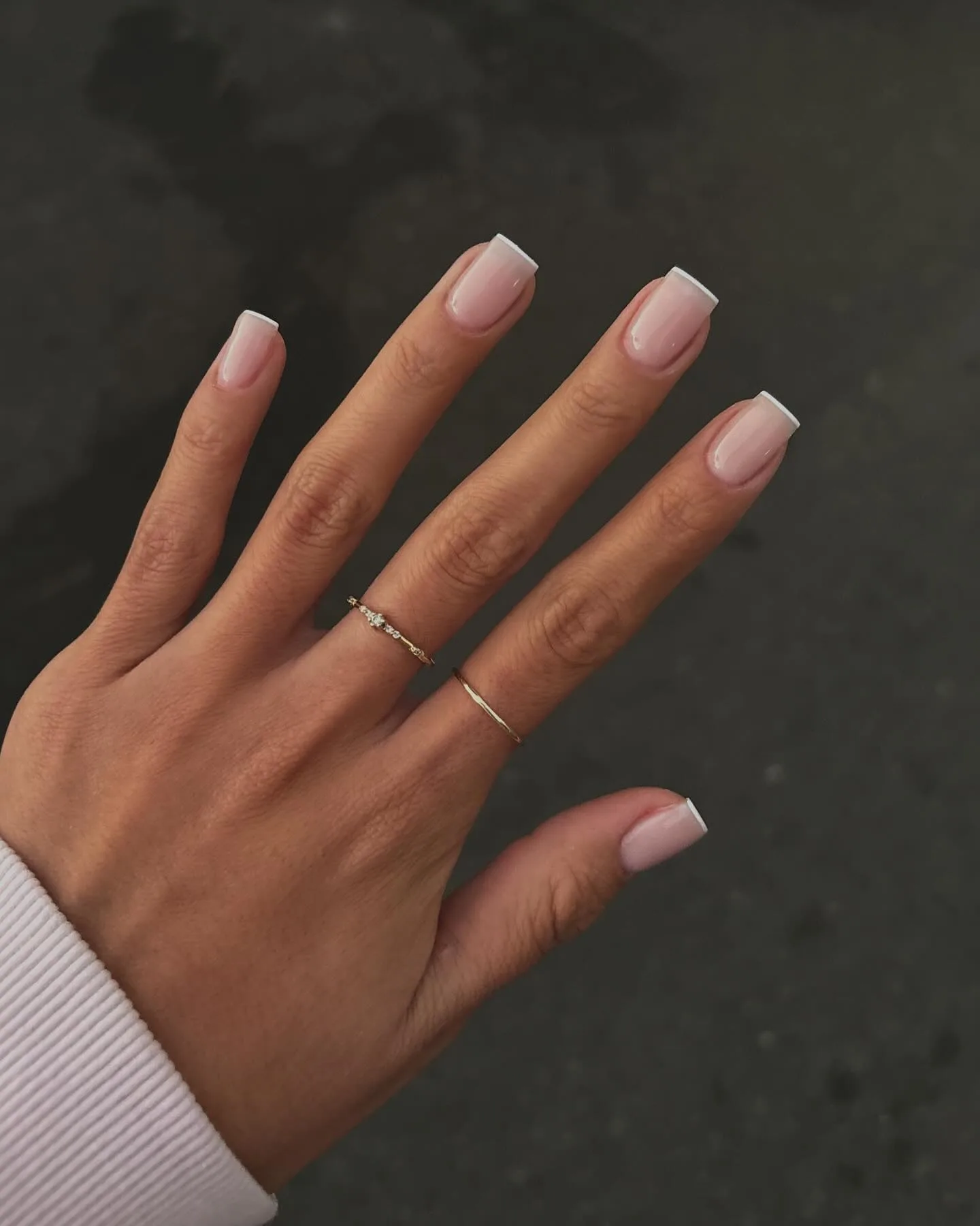 pink coffin french tip nails