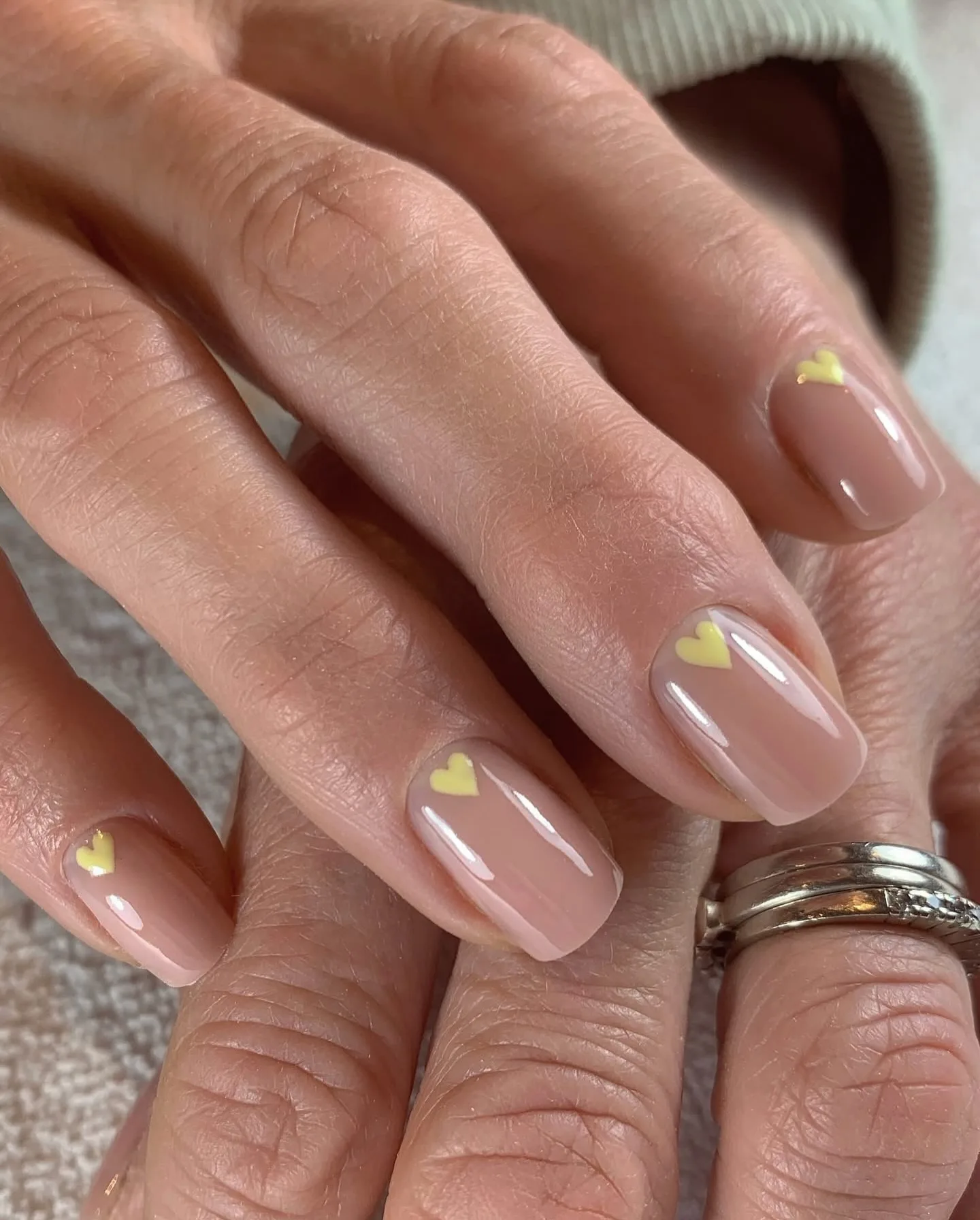 Yellow Heart Accent Nails