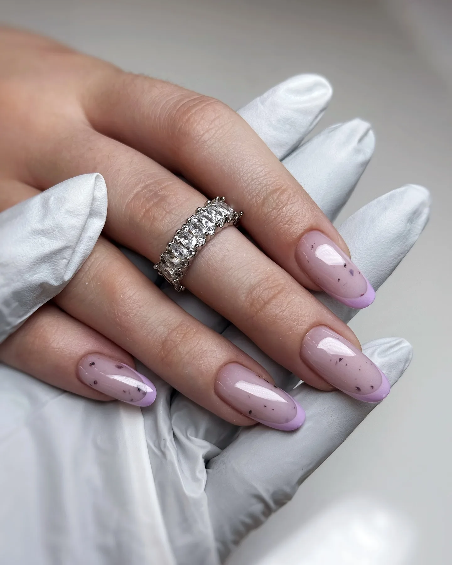 pink lavender almond ombre nails