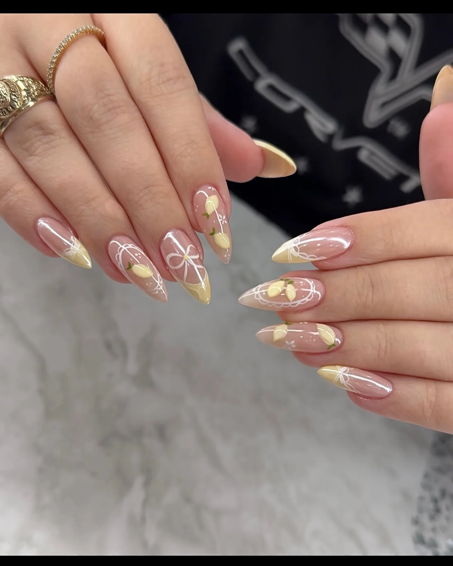 nude almond jelly lemon nails