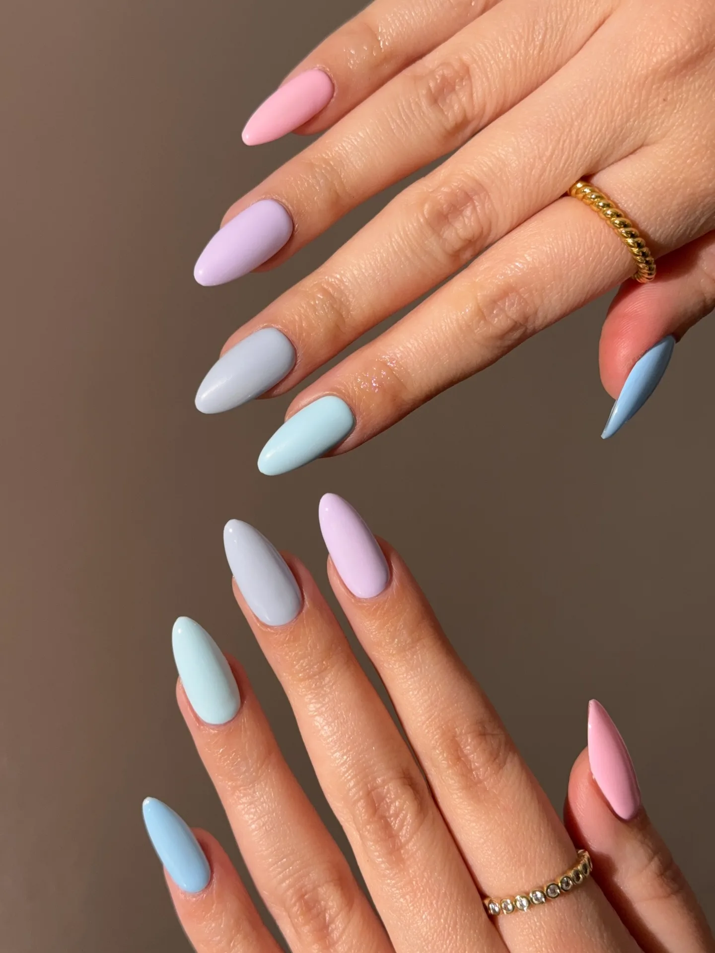pastel almond matte gradient nails