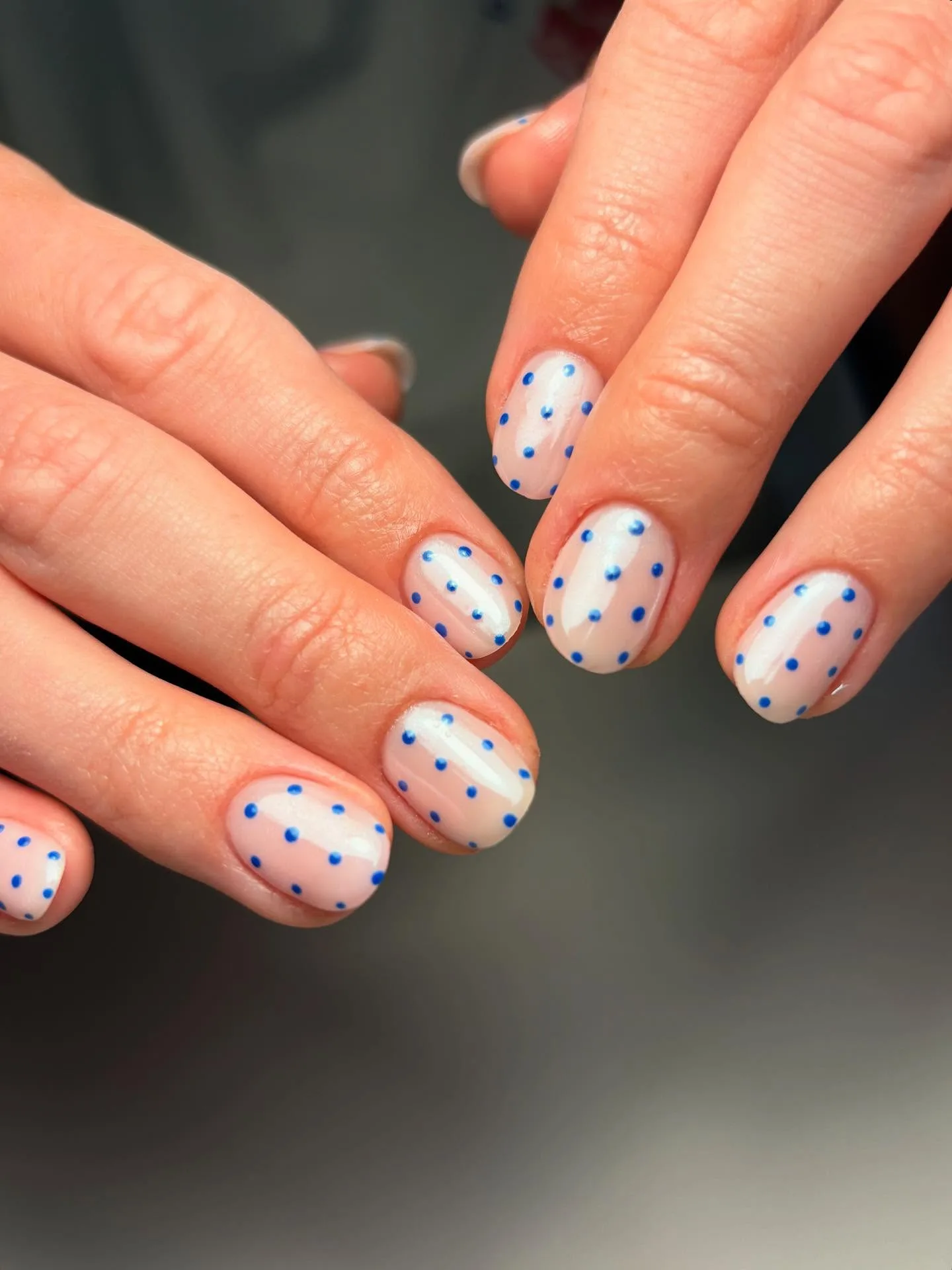 nude oval polka dot nails