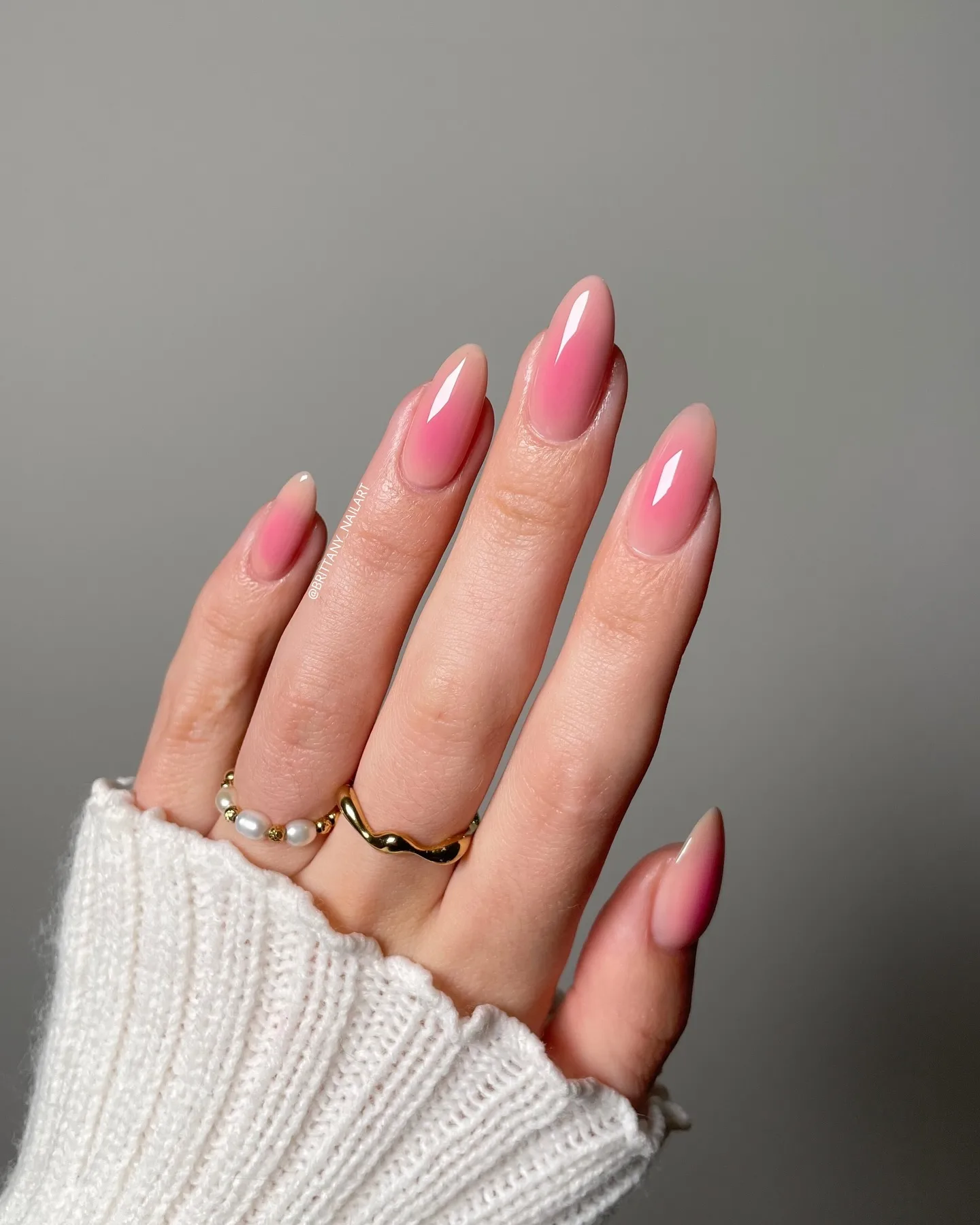 dusty rose almond glazed nails