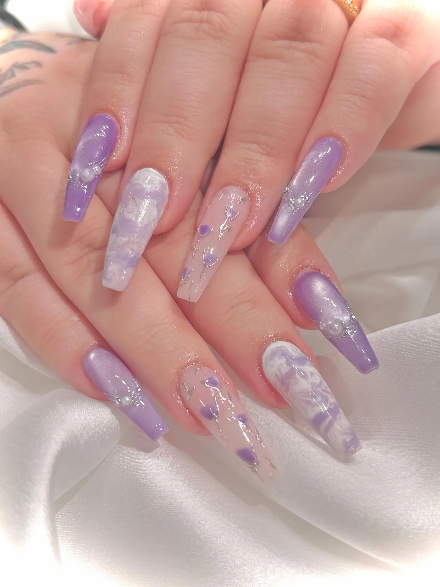 lavender coffin marble jelly nails