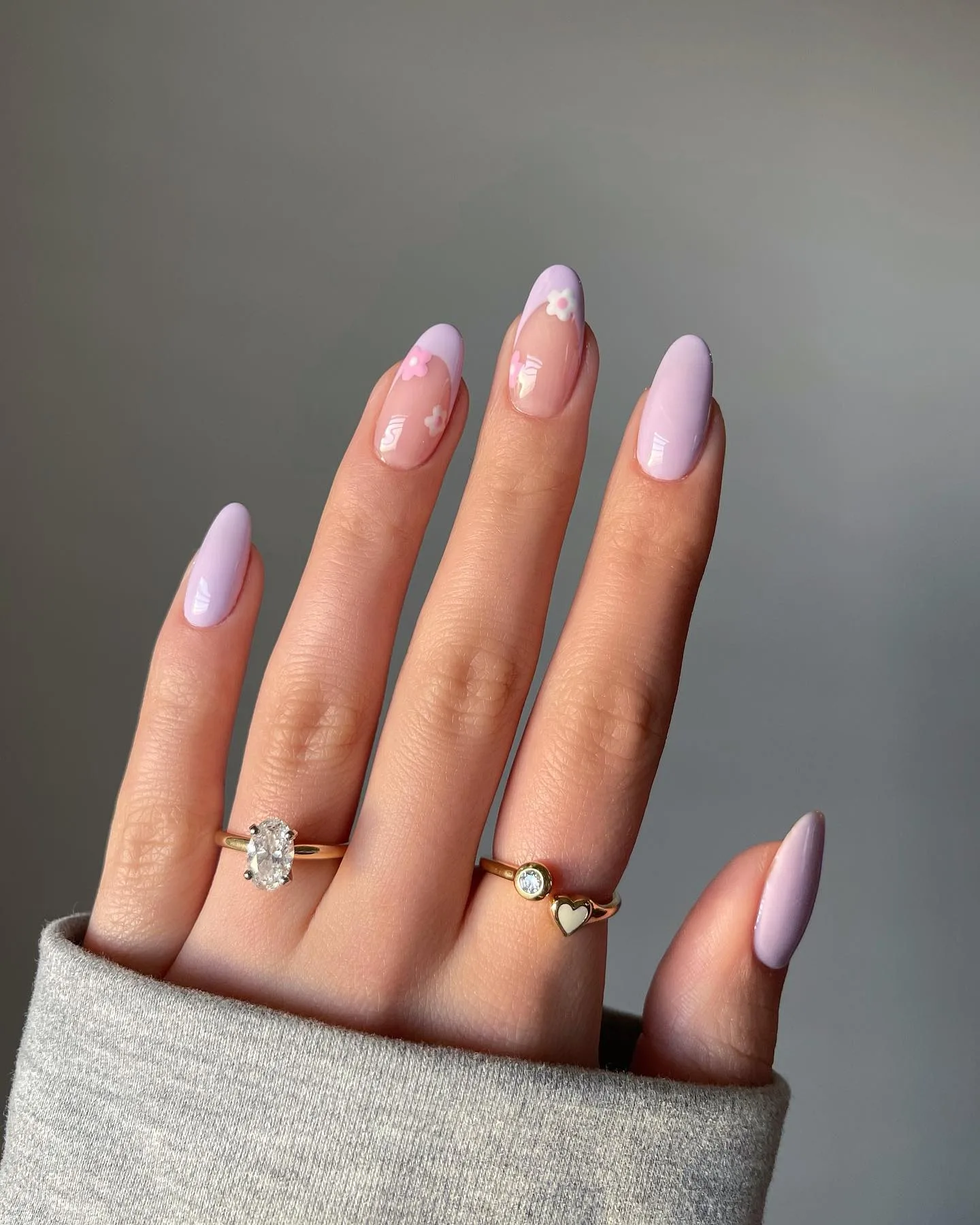 lavender oval glossy butterfly nails