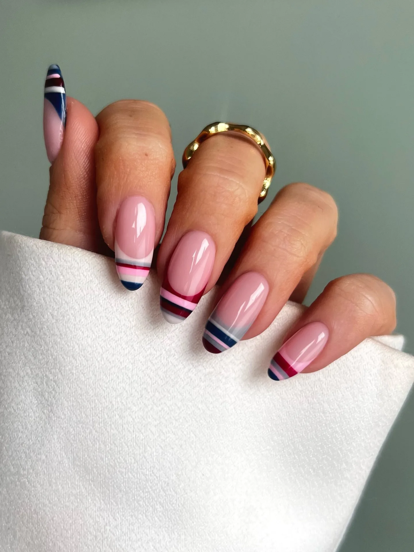 pink coffin striped almond nail designs 2026