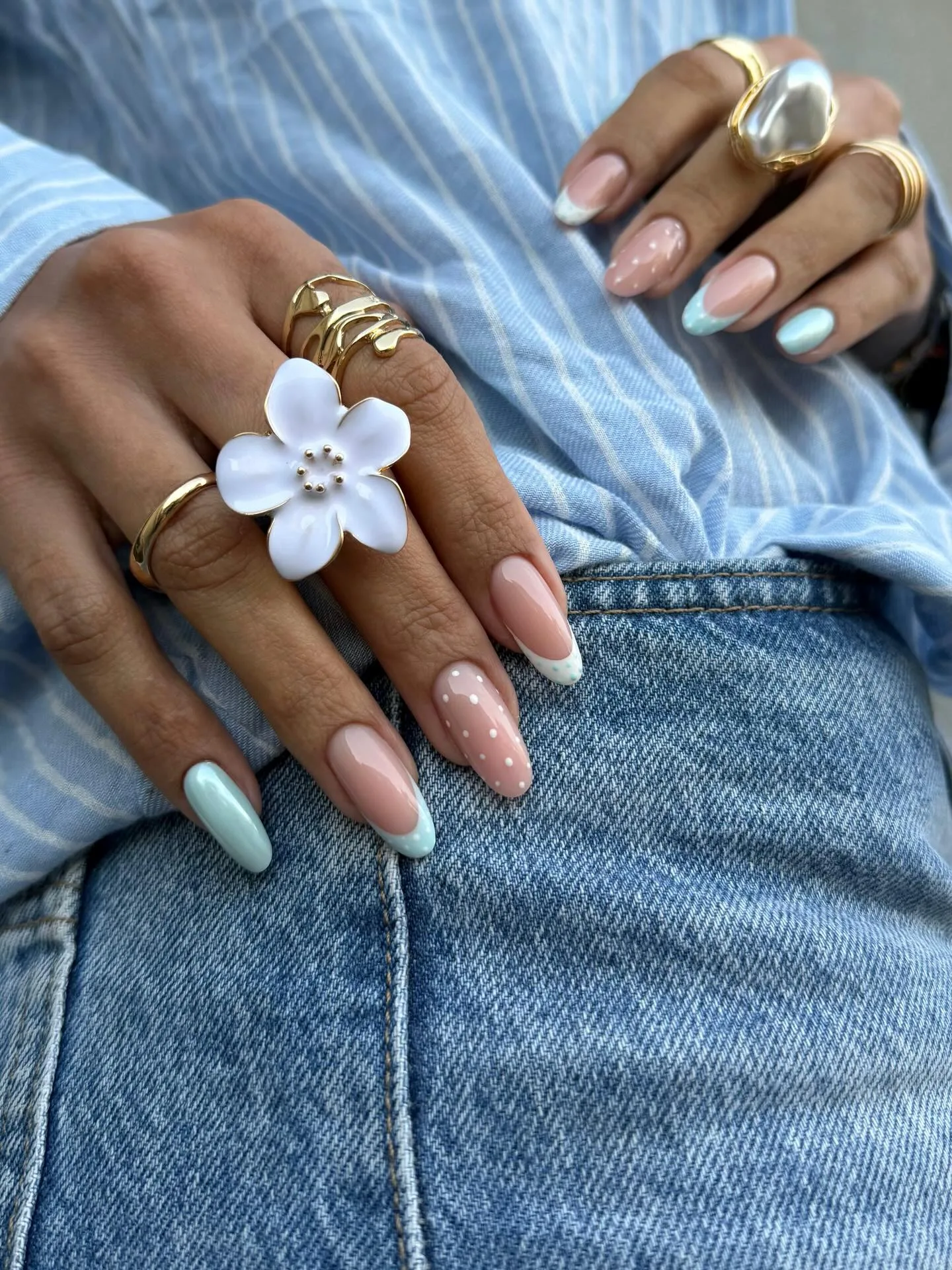 peachy pink oval jelly nails