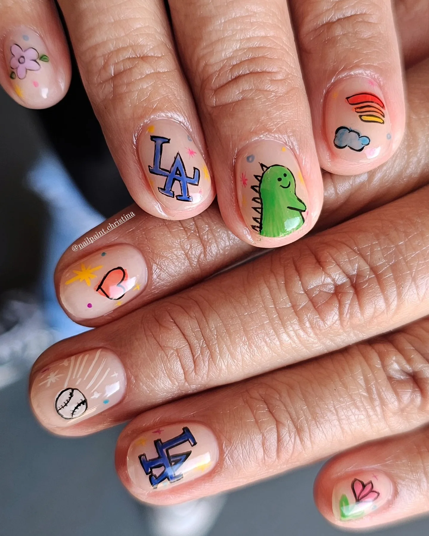 clear short rounded cartoon nails