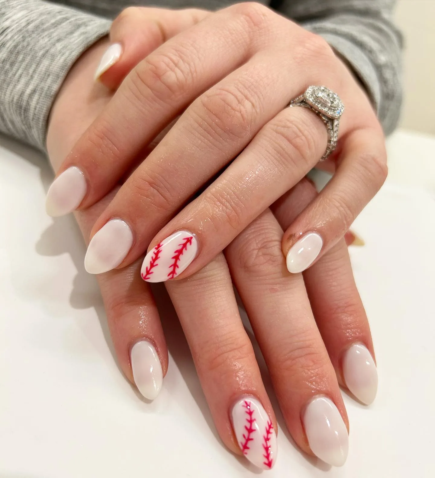 white almond baseball stitching nails
