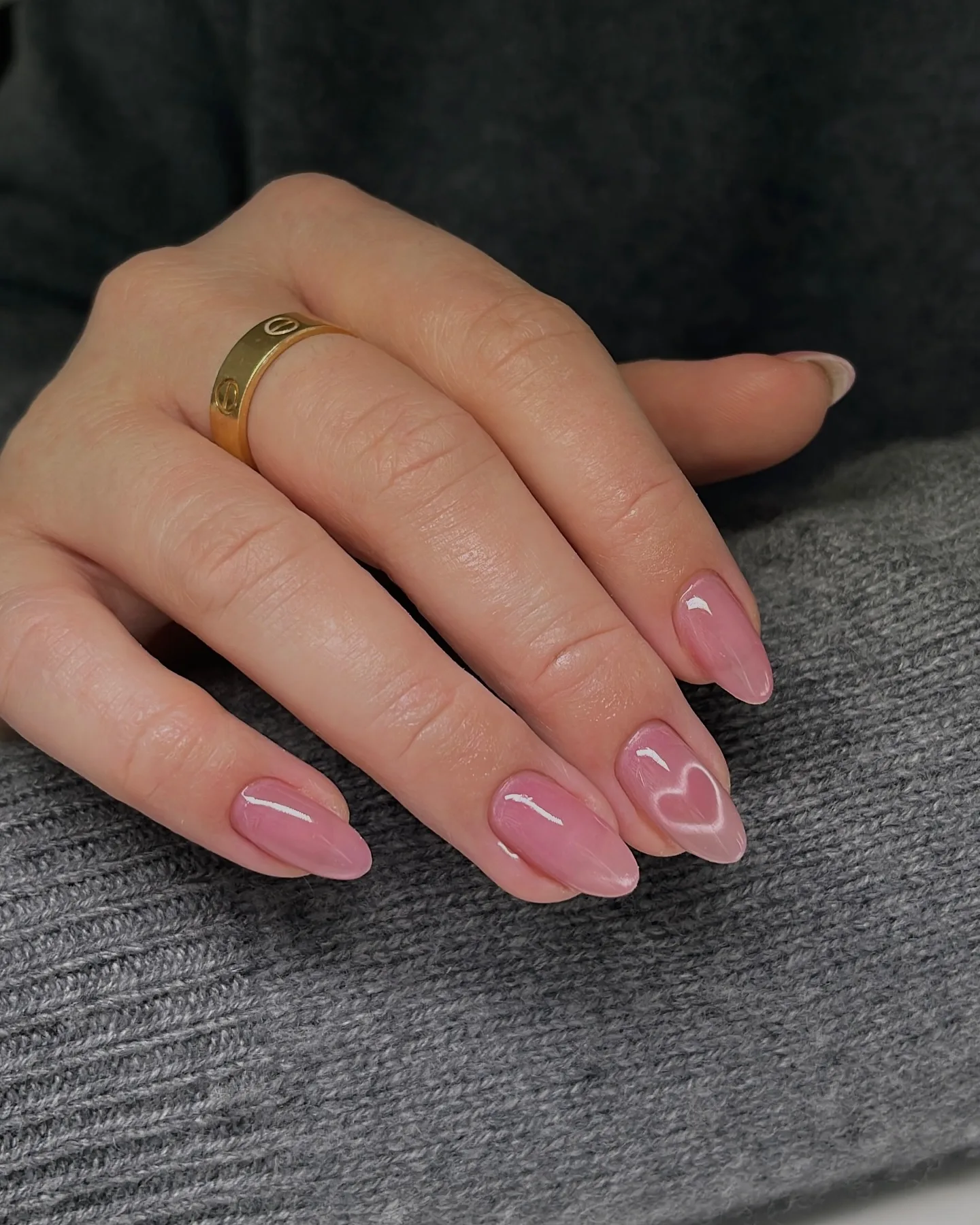 dusty rose coffin heart accent nails