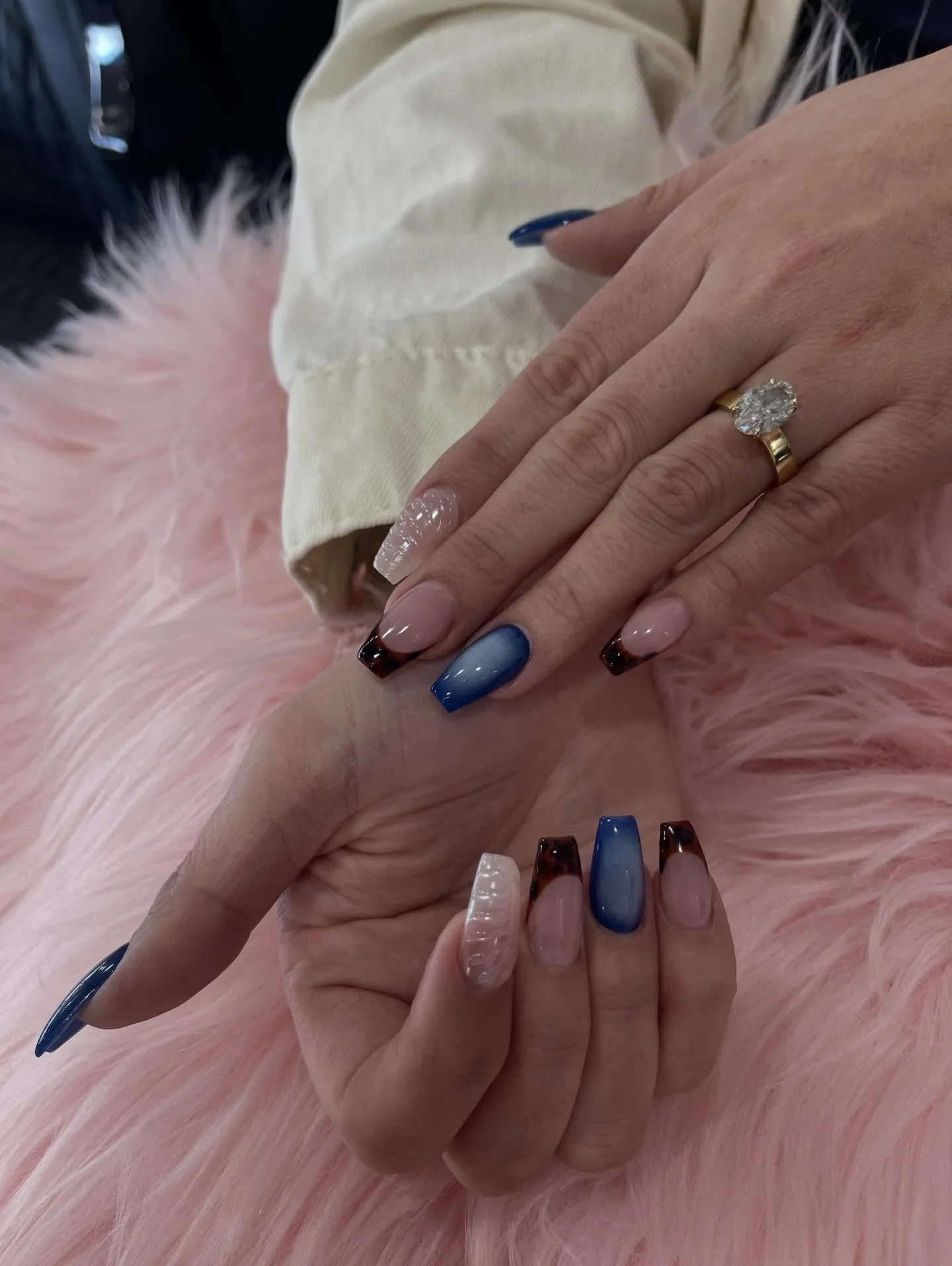 multi color coffin glazed nails