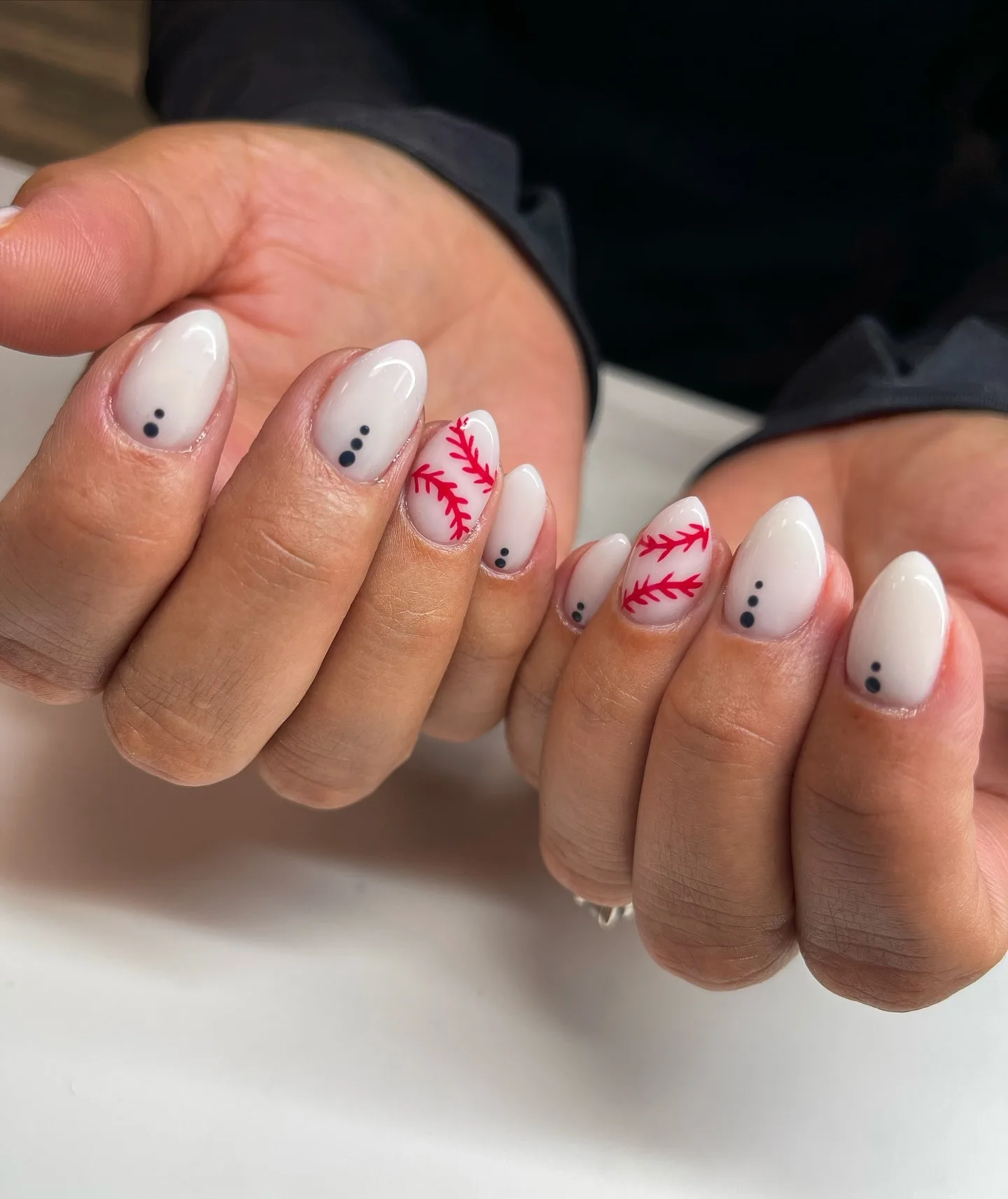white almond baseball stitch nails