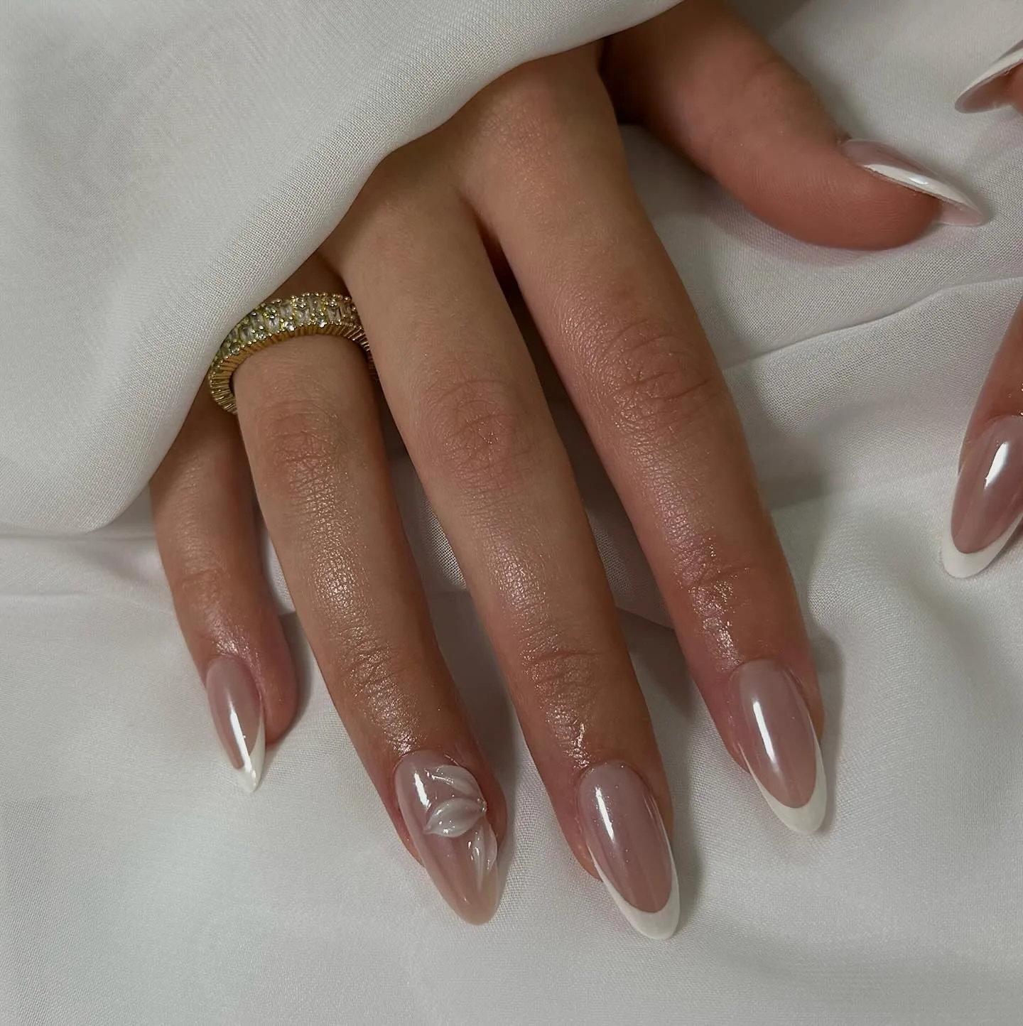 nude almond glazed french nails