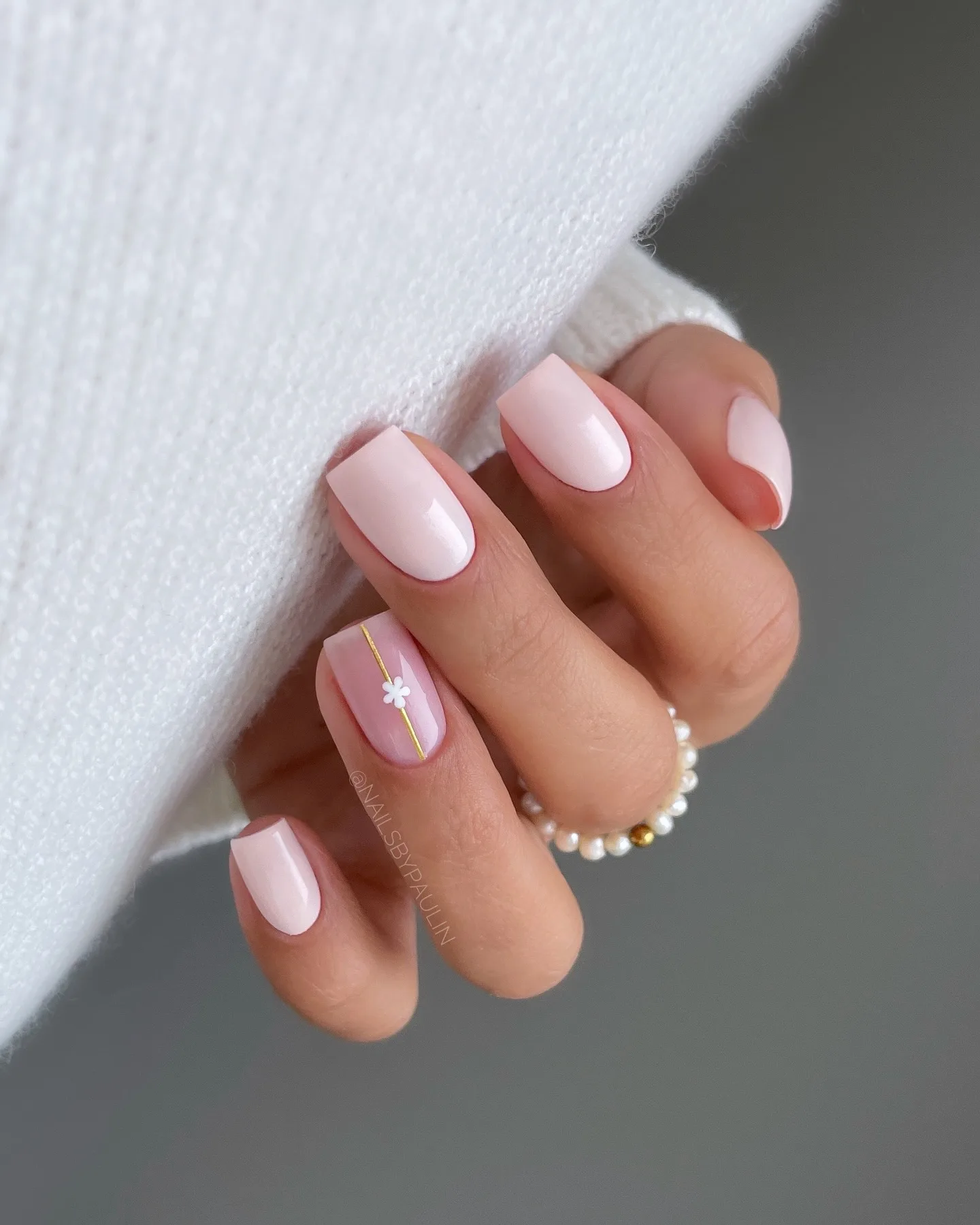 milky pink oval jelly nails