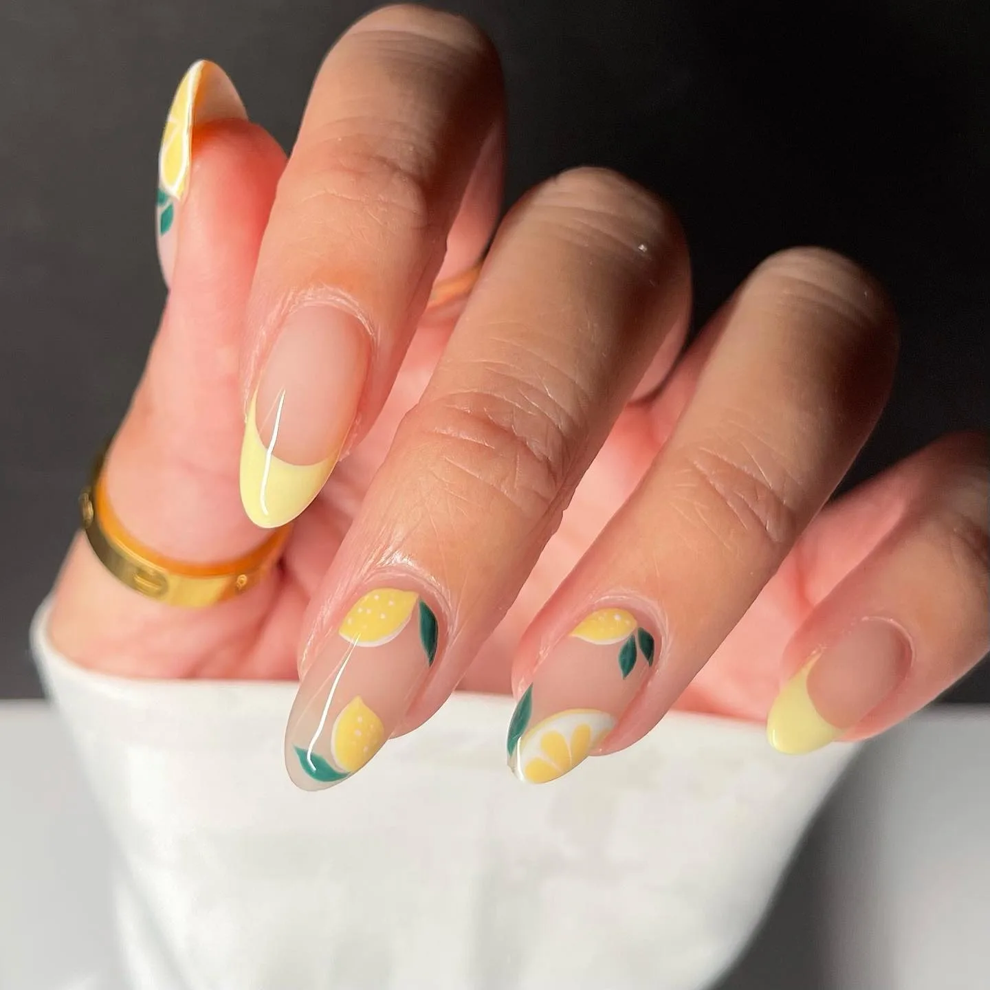 clear oval glazed lemon nails