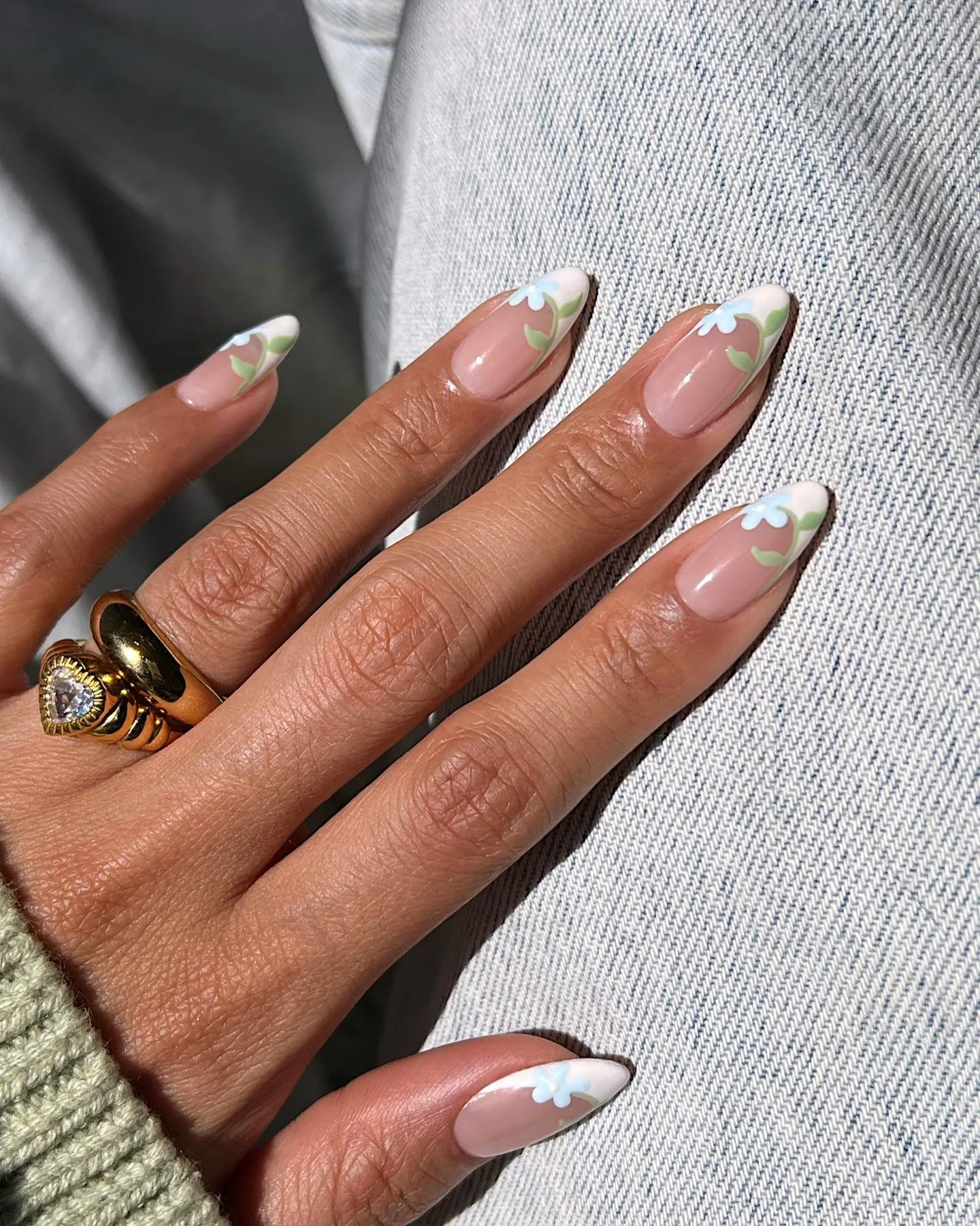 pink coffin daisy french nails