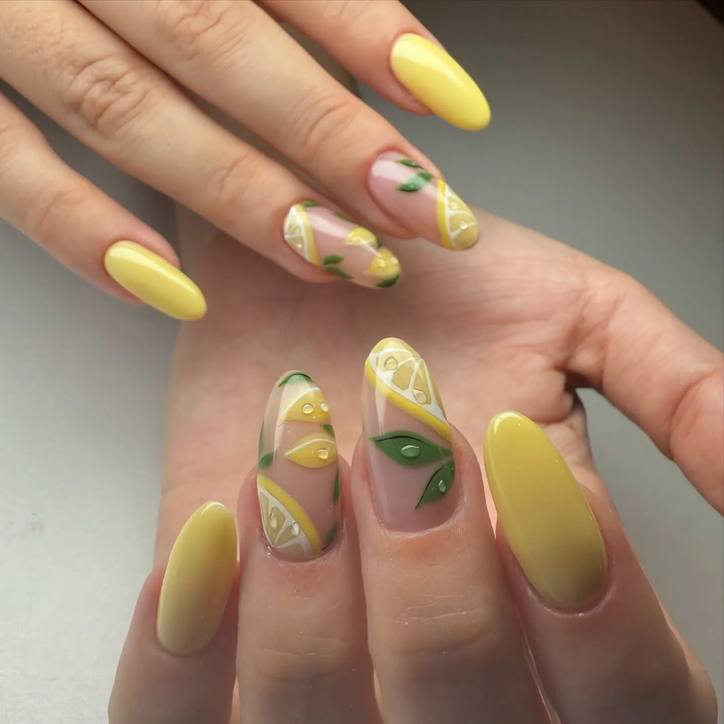 yellow oval lemon art nails lemon nails designs