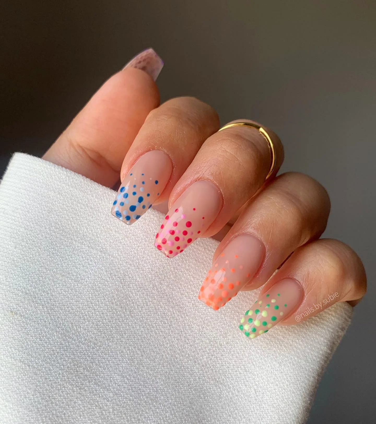 clear coffin polka dot nails