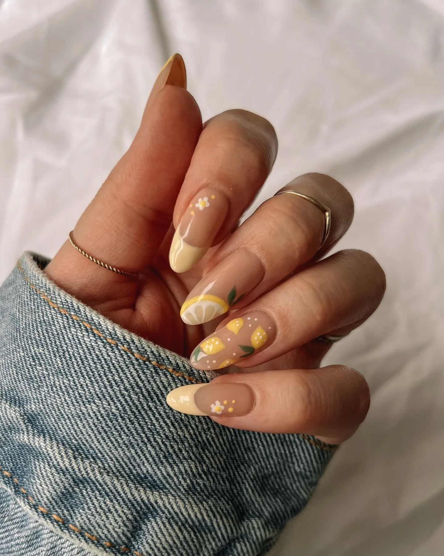 nude almond lemon nails