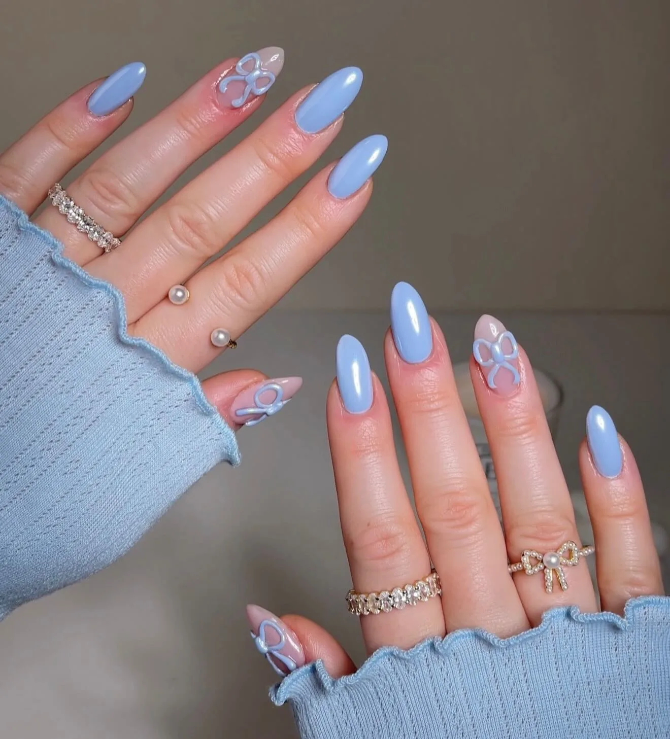 periwinkle coffin bubble pattern nails