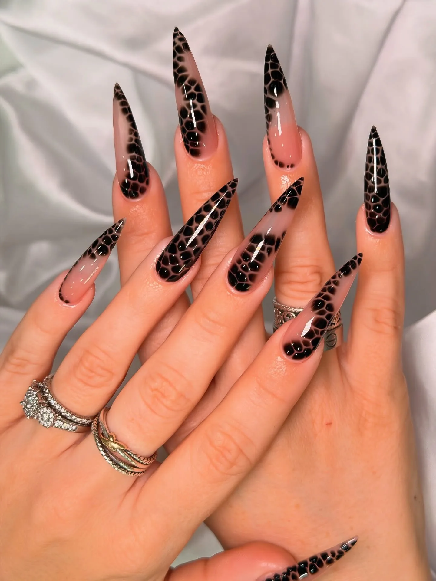clear stiletto leopard print nails