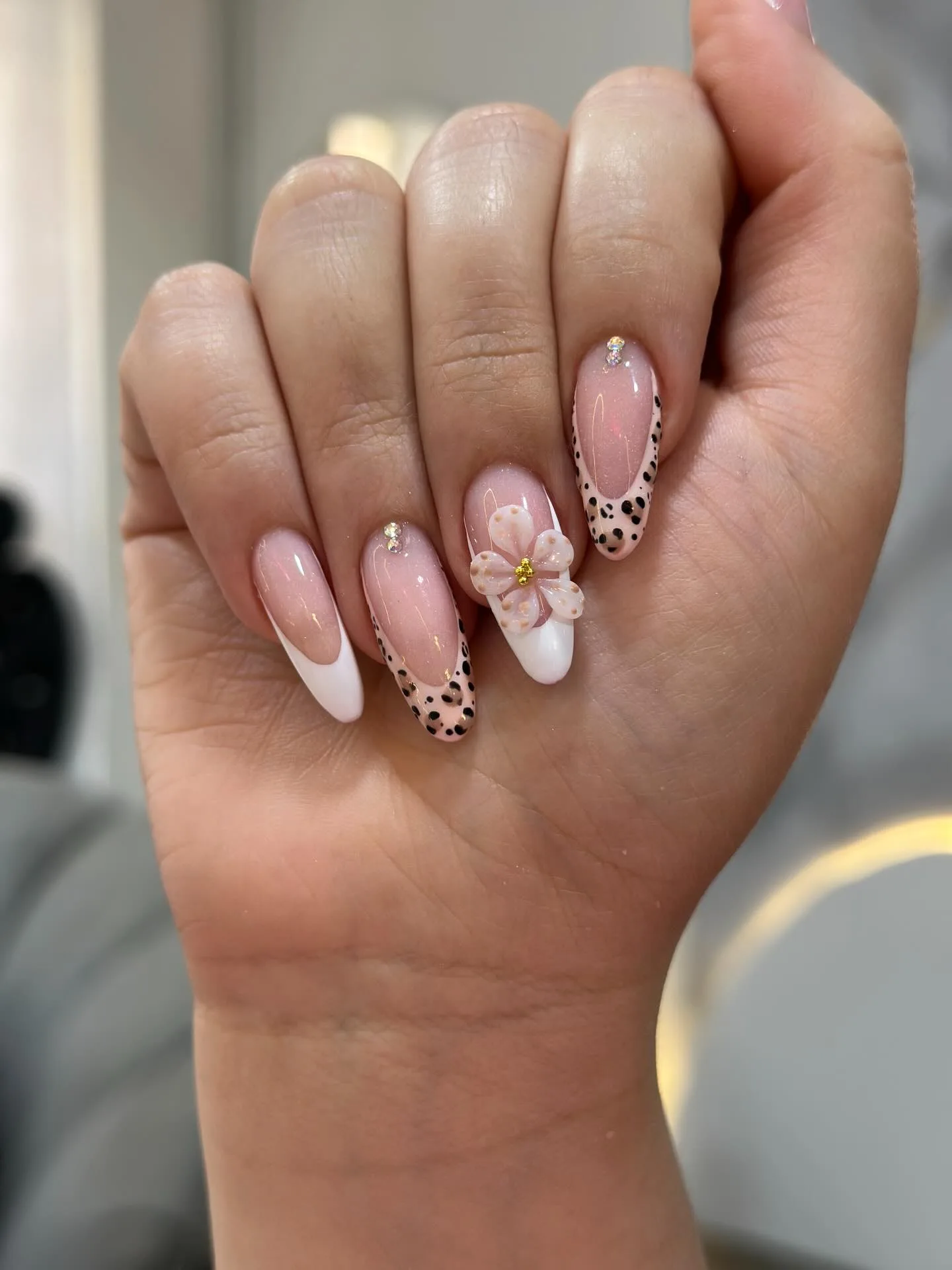 pink coffin leopard print nails