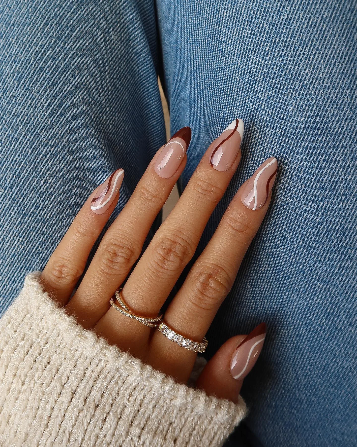 brown coffin swirl pattern nails