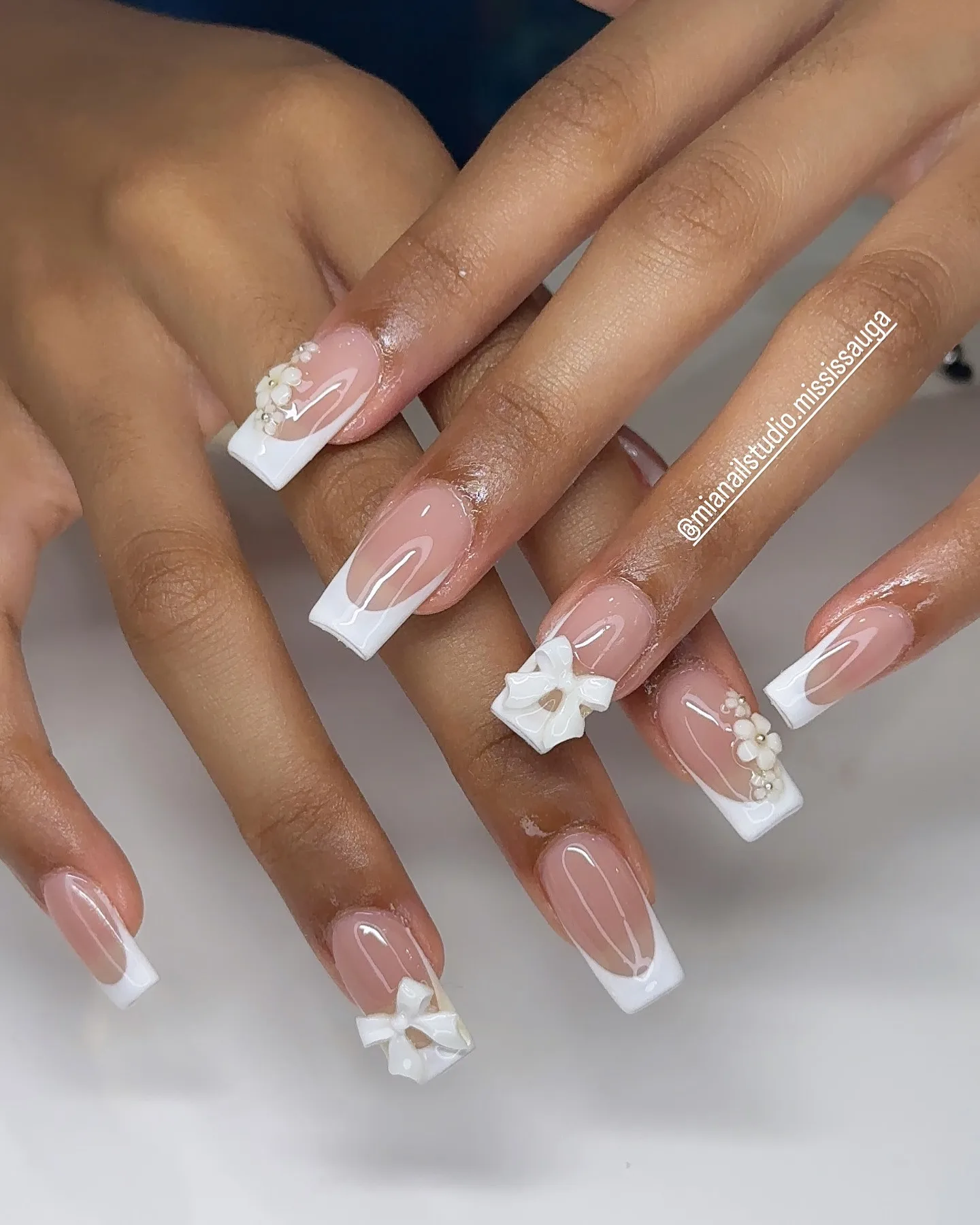 nude pink coffin french nails