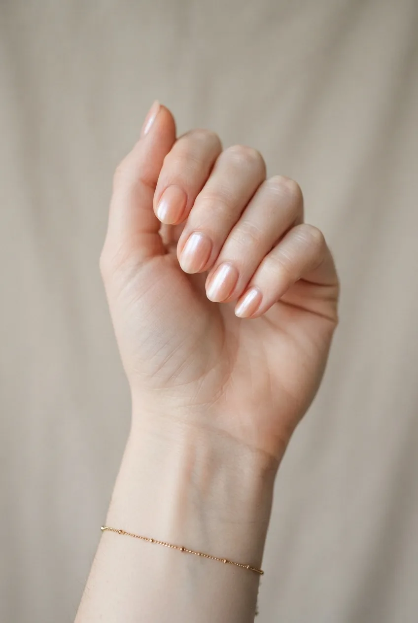 peach almond glazed back to school nail ideas