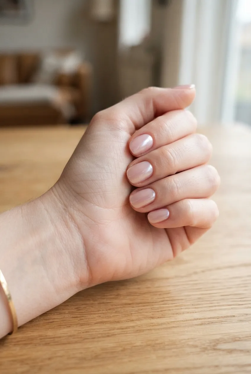 milky pink oval back to school nail ideas