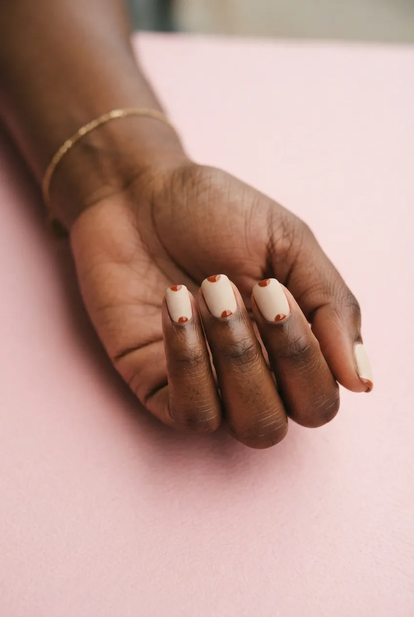 cream square matte back to school nail ideas