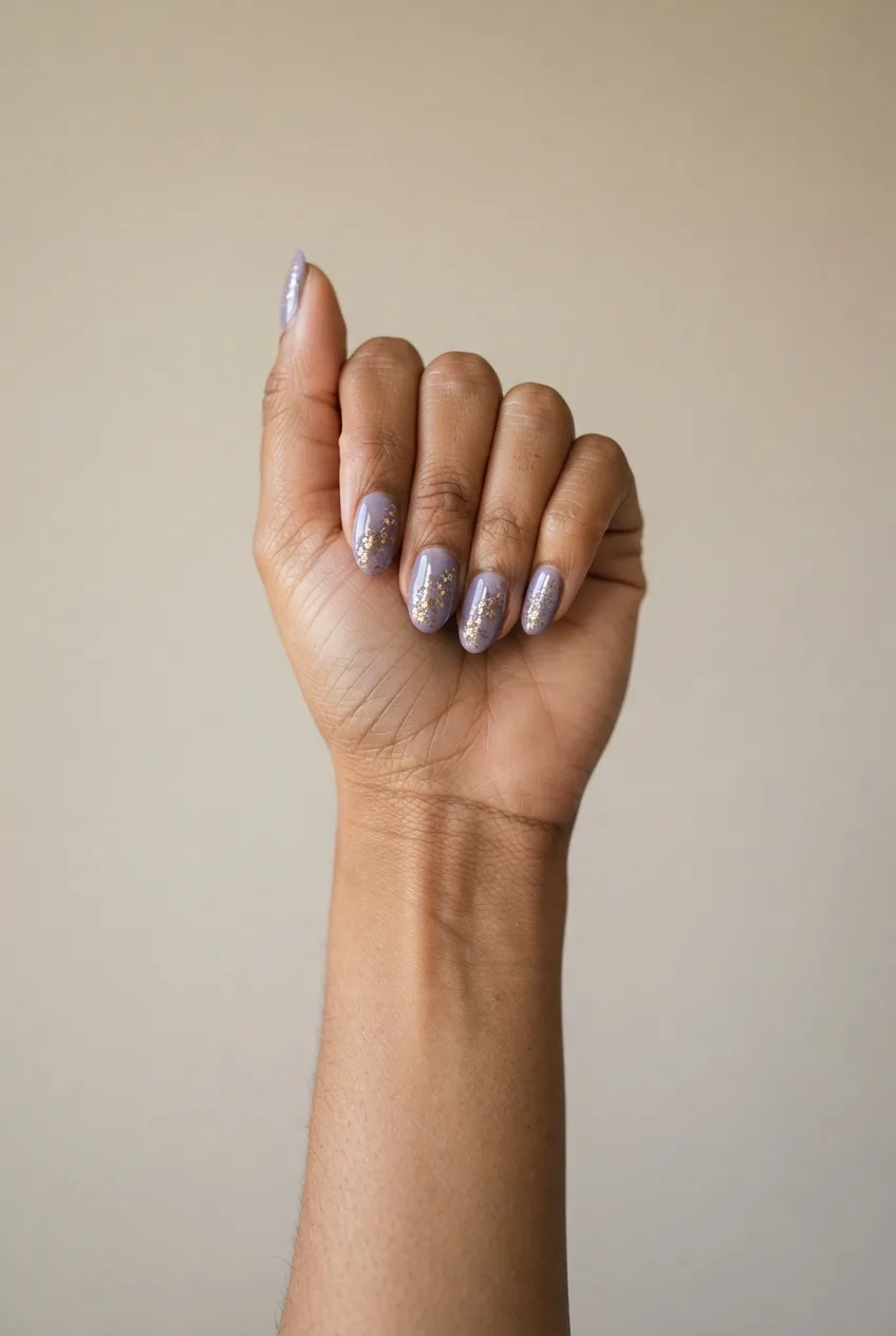 lavender oval glossy back to school nails