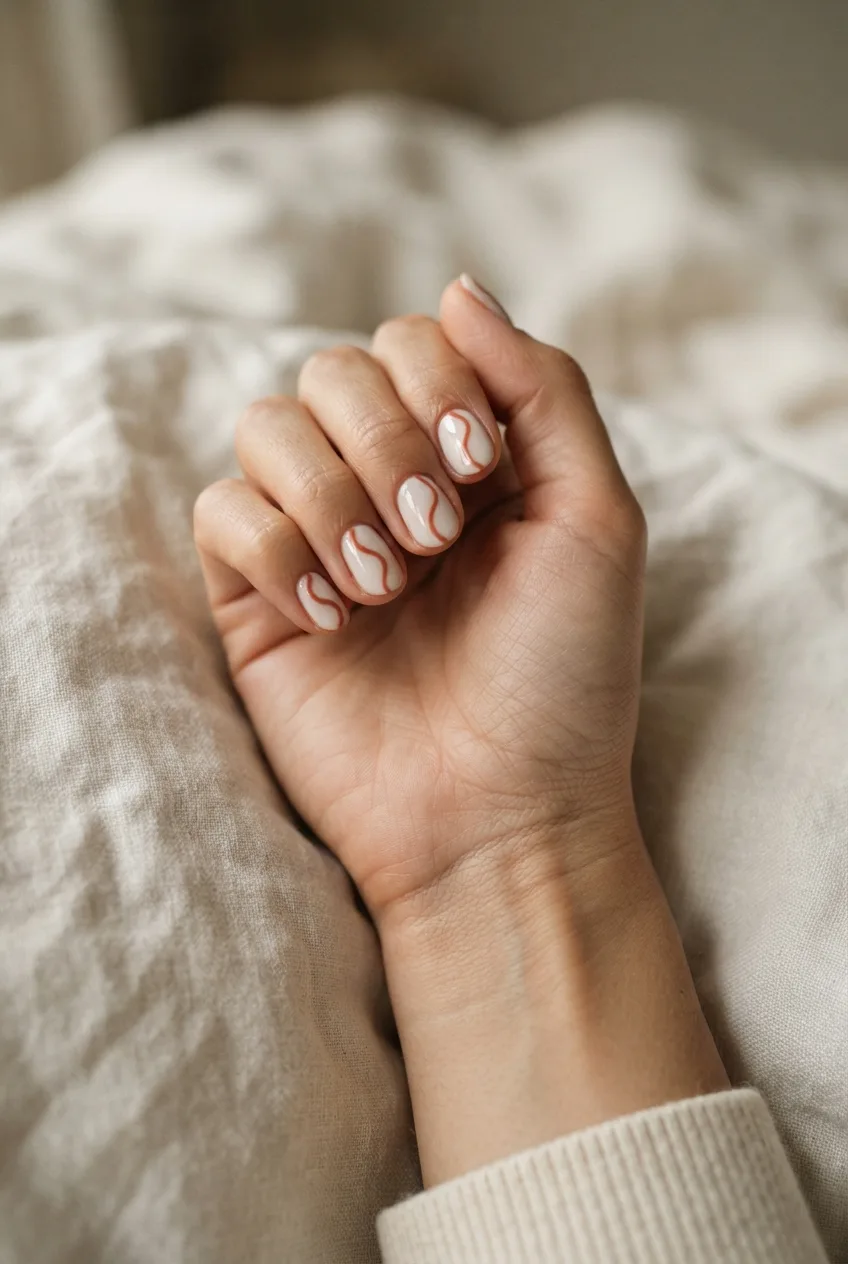 off white round back to school nail art