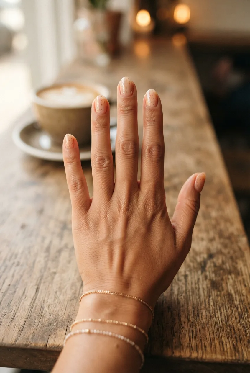 peach oval glazed back to school nails